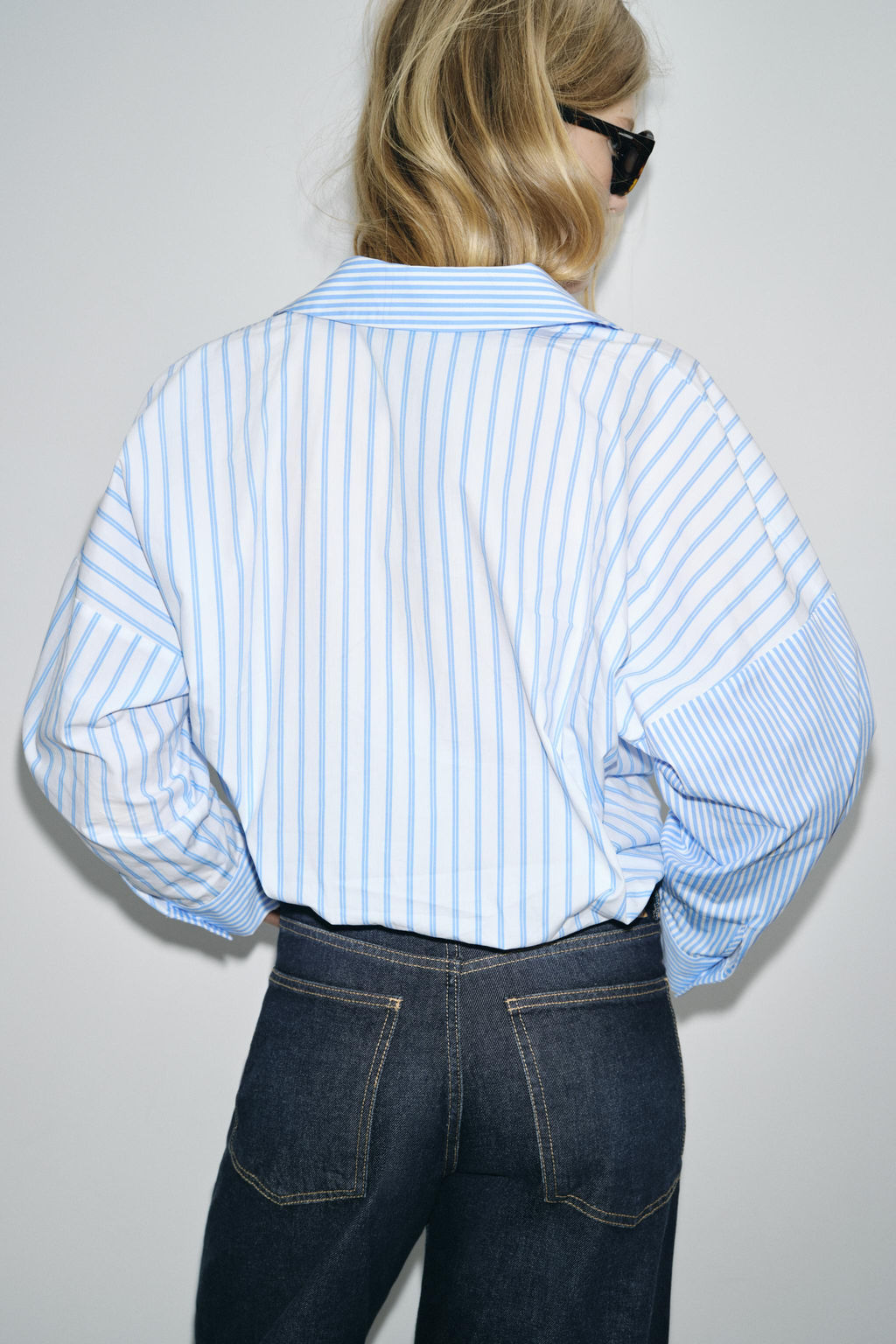 STRIPED PATCHWORK POPLIN SHIRT - Zara фото 5