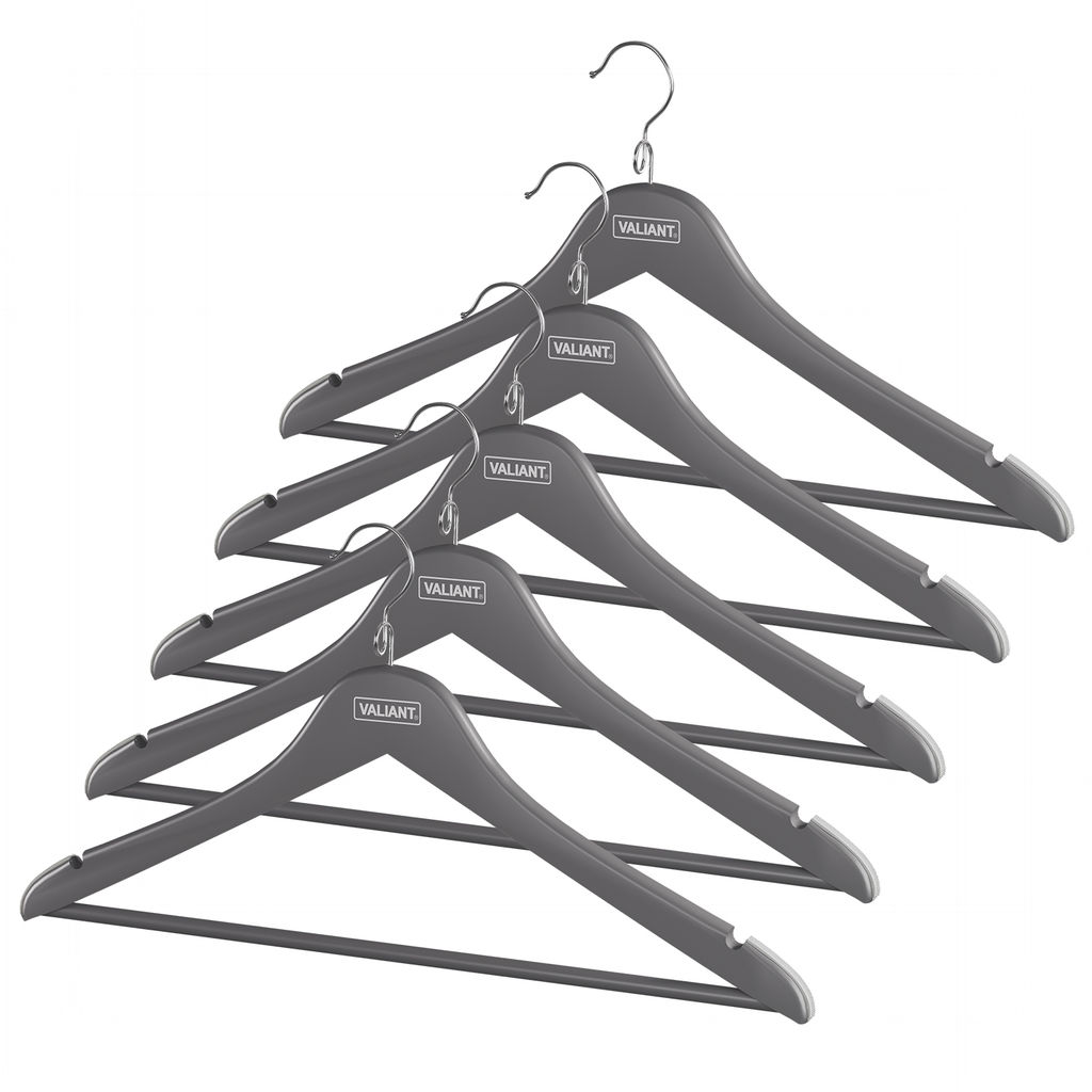 VAL JB-16614S5 Вешалка дер., 44.5*23*1.2см, набор 5шт., c перекл., крюч.д/экон.места, JAPANESE BLACK, шт - Valiant фото 14