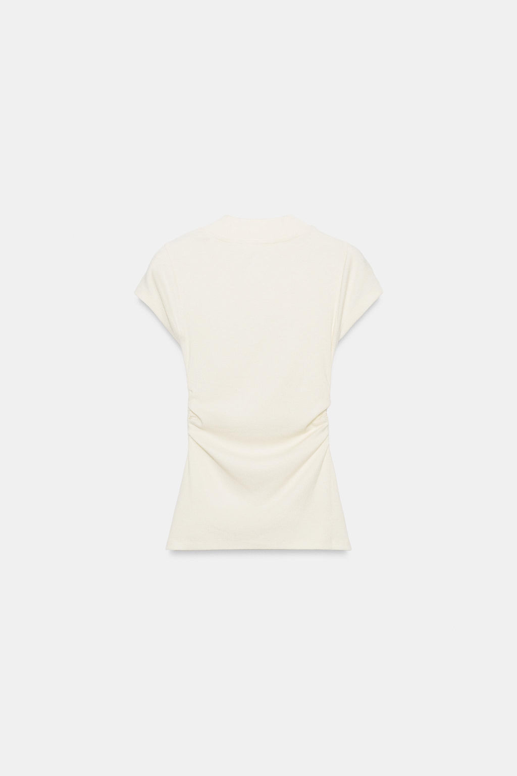 CAMISETA DRAPEADA CON LINO / Crudo