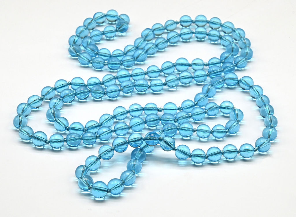 Бусы длинные шарик 8мм цв.голубой