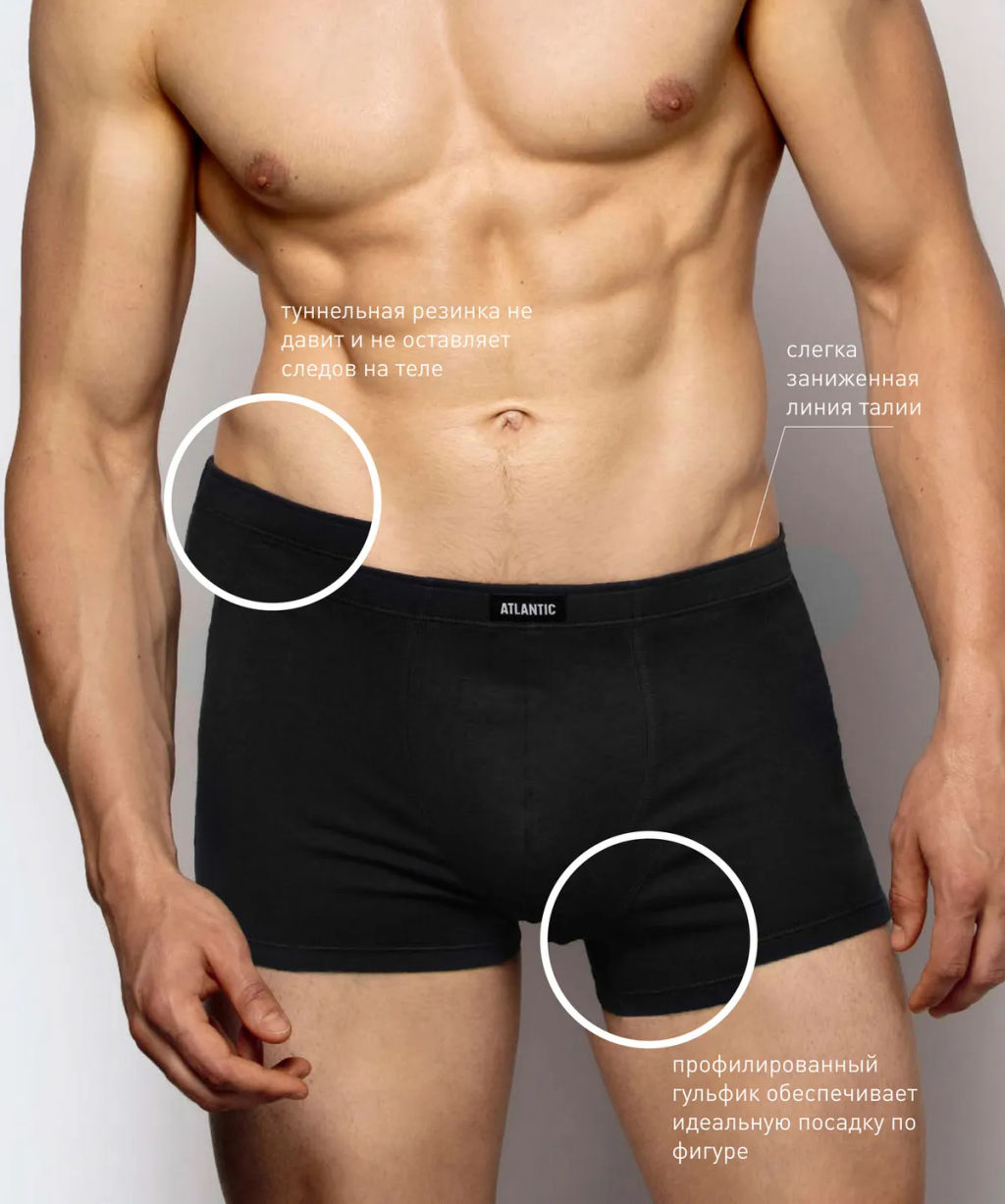 ATLANTIC 3BMH-007 Трусы шорты Basic - набор 3 шт. черный фото 5