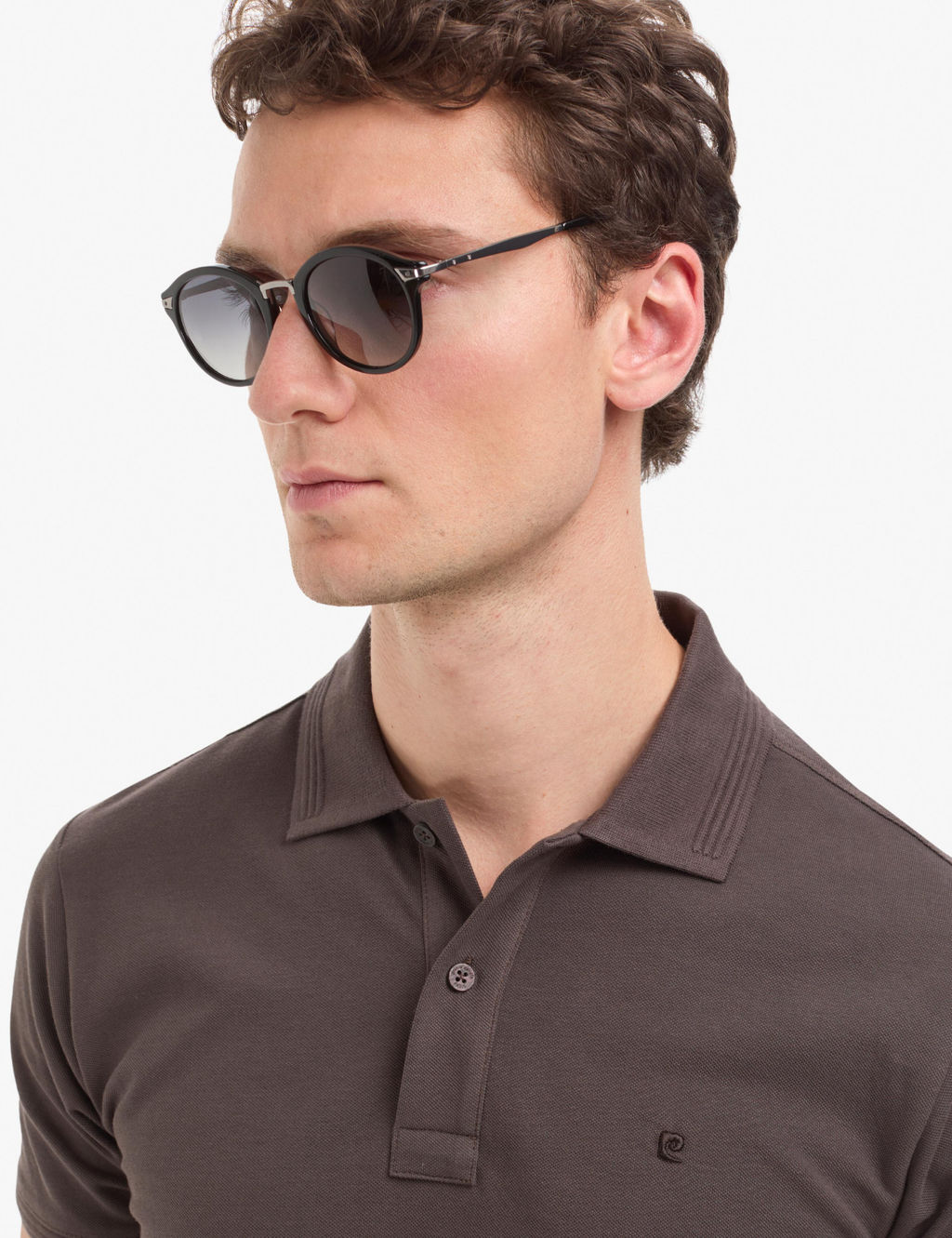 Koyu Kahverengi Slim Fit %100 Pamuk D__meli Polo Yaka Basic Ti__rt