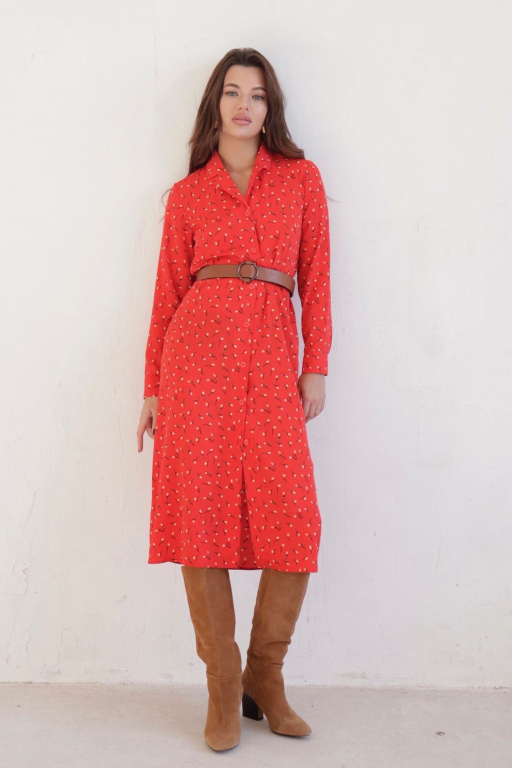 Платье-рубашка с английским воротником принт - Martichelli фото 103