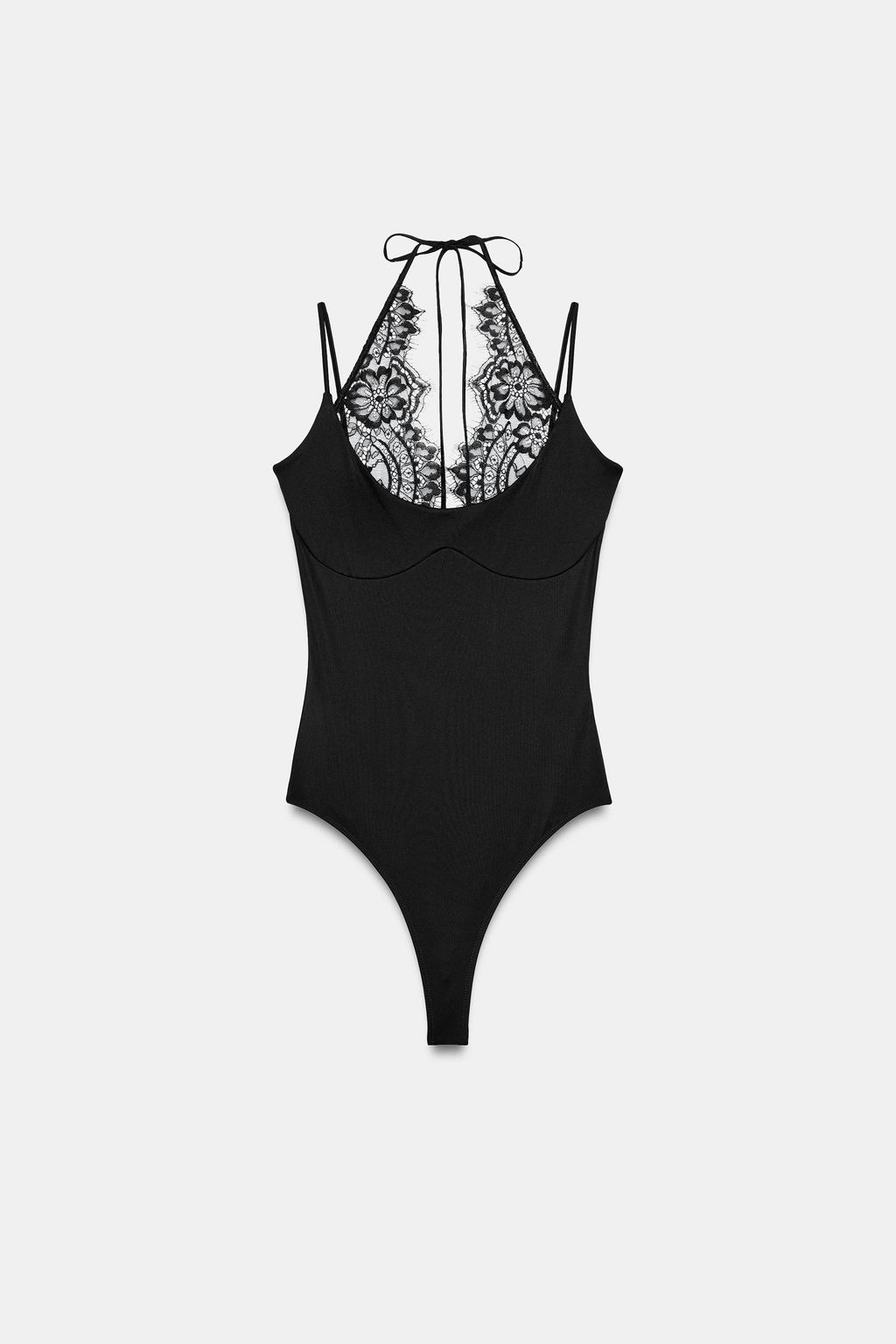 BODY HALTER COMBINADO ENCAJE / Negro - Zara фото 5