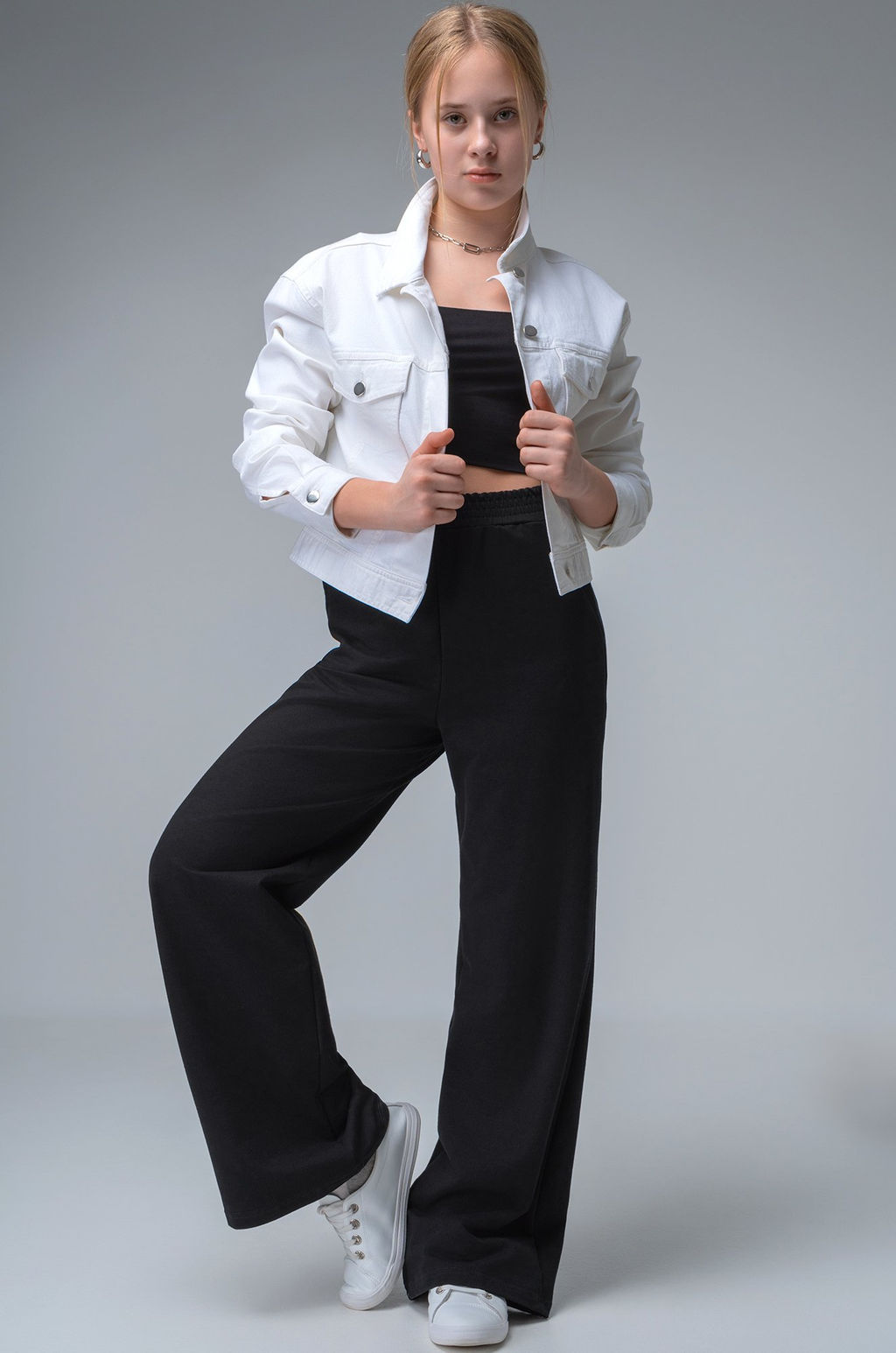 Брюки палаццо из футера для девочки Happyfox