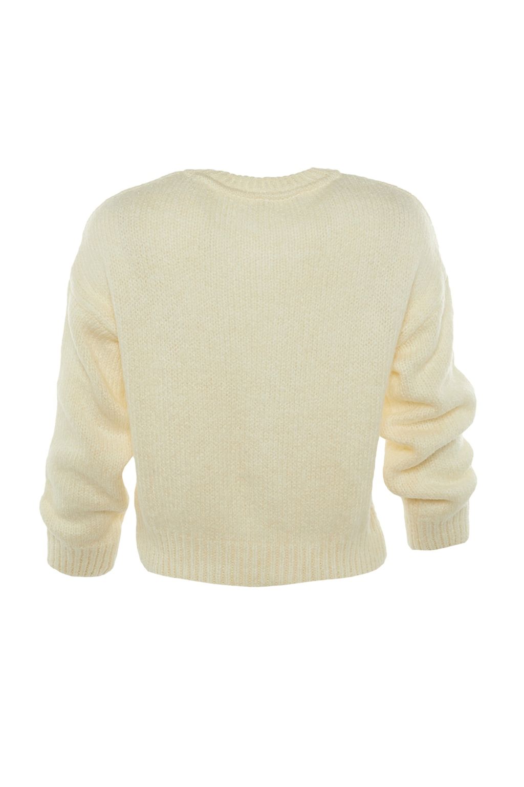 Ekru Genis Kal?p Yumusak Dokulu Basic Triko Kazak TWOAW23KZ00185 - Trendyolmilla фото 11