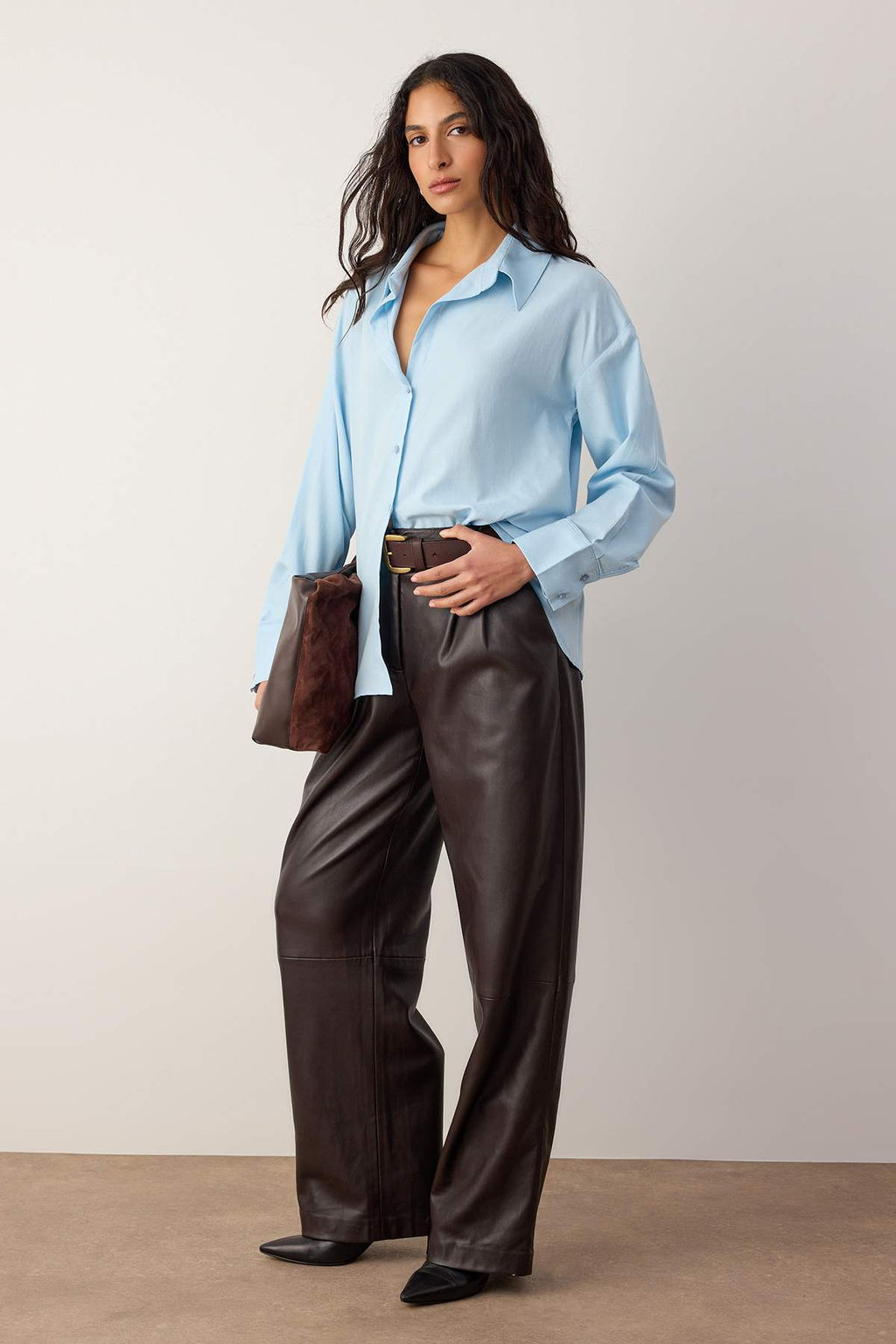 Ac?k Mavi Oxford Genis/Oversize Kal?p Gomlek TWOAW26GO00121