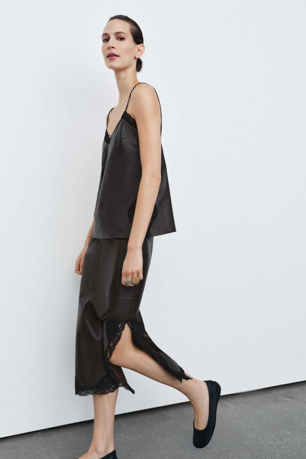 100% LEATHER LACE TOP ZW COLLECTION LIMITED EDITION - Zara фото 5