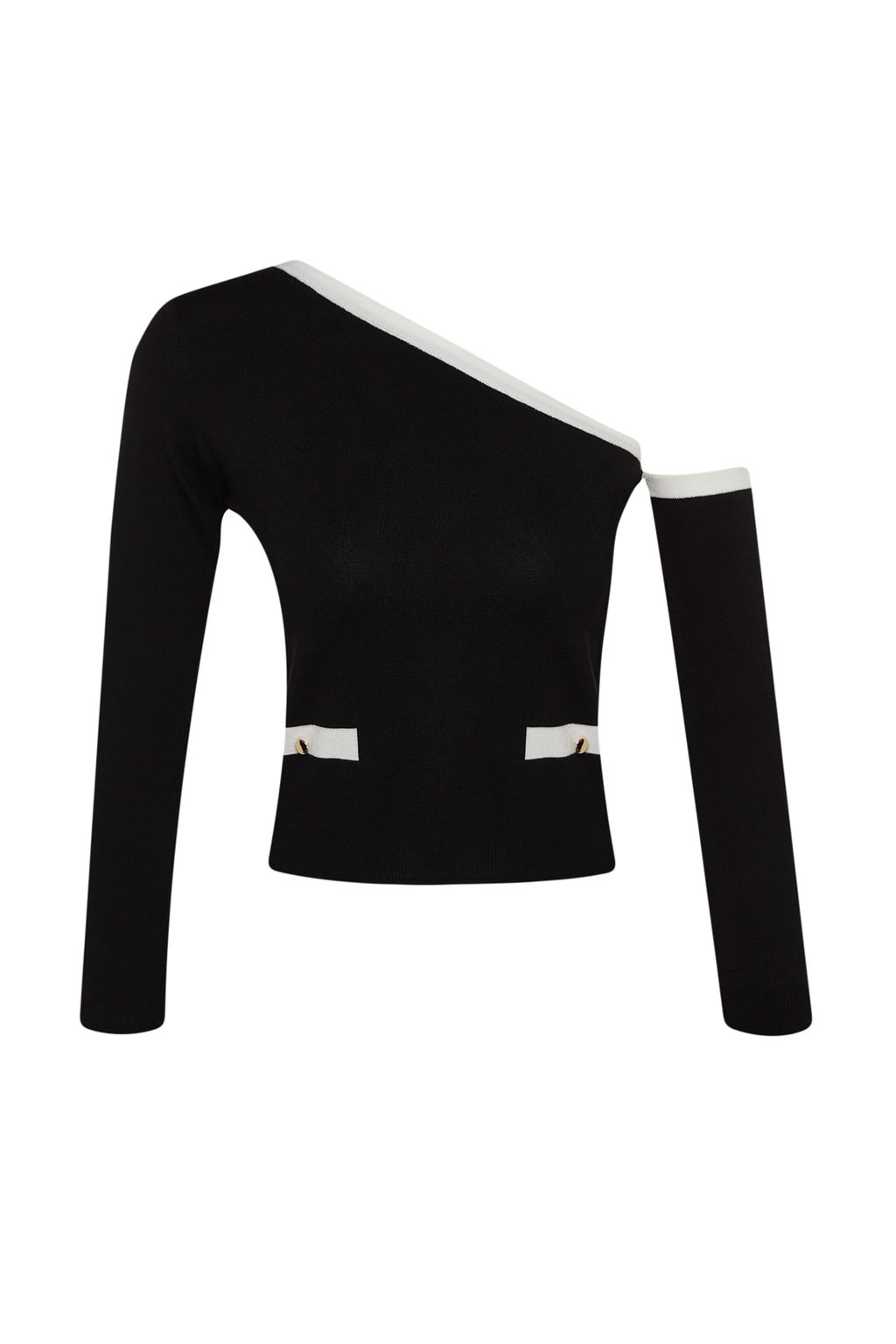 Siyah Merserize Gorunumlu Crop Kol C?kar?labilir Premium Iplik/Ozel Iplik Triko Kazak TWOAW24KZ01148 - Trendyolmilla фото 8