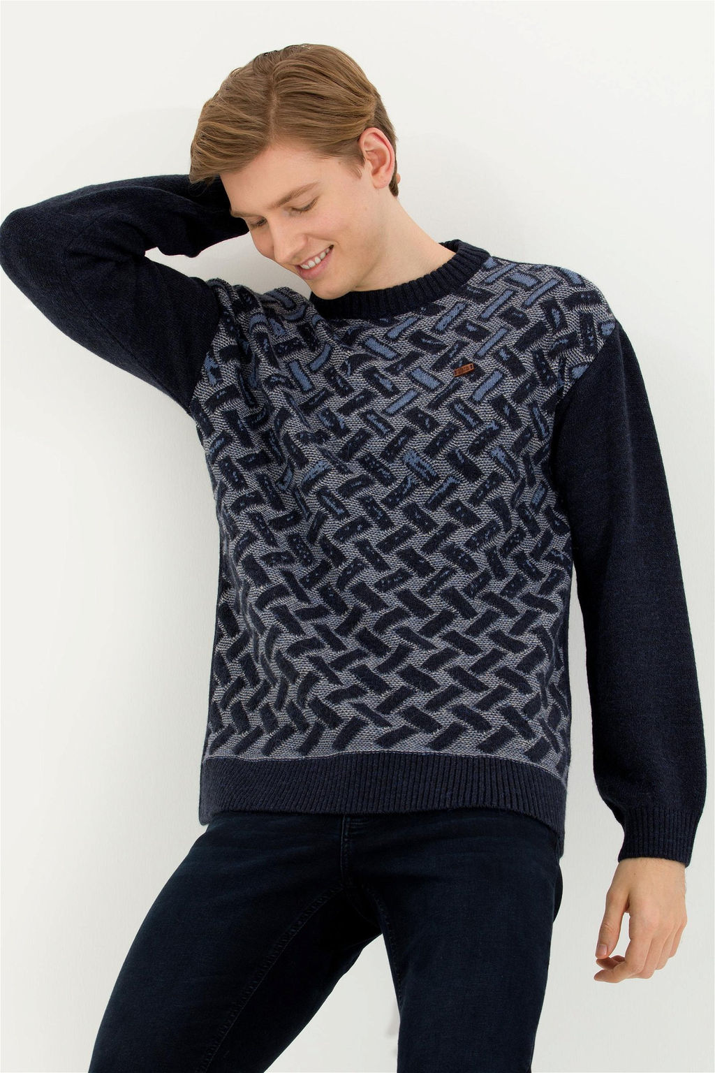 U. S. Polo Assn Мужской темно-синий трикотажный свитер с круглым вырезом - U.s. polo assn фото 7