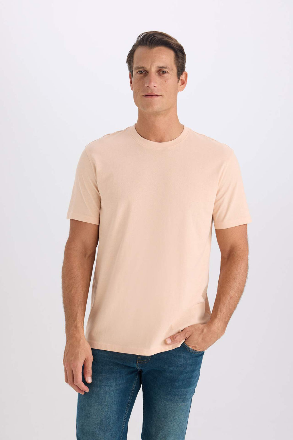 New Regular Fit Bisiklet Yaka Basic Duz K?sa Kollu Tisort - Defacto фото 46