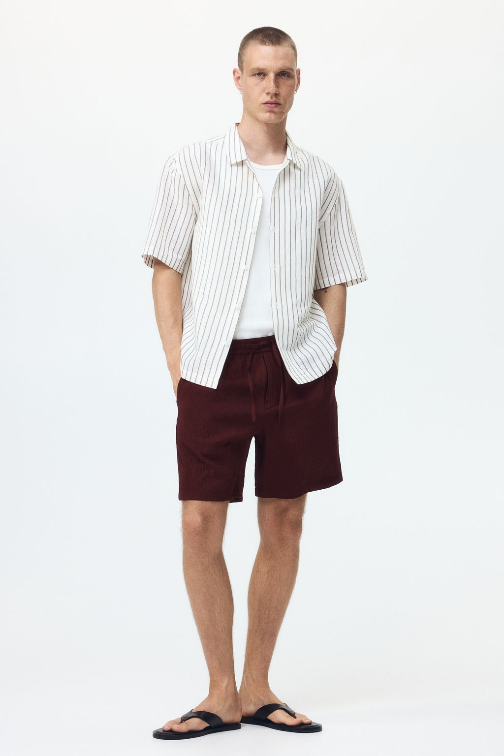 Pantal?n corto texturizado Relaxed Fit - H&m фото 5