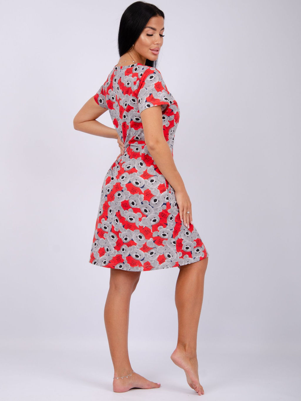 Халат Красотка 1 тедди, трикотаж - Малина фото 4