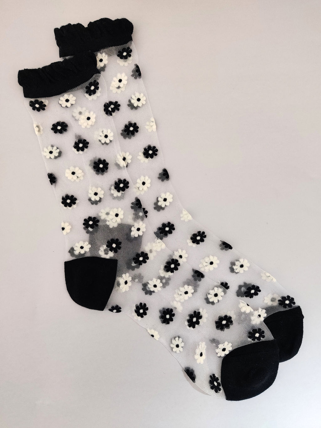 Носки Прозрачные р.35-40 Ромашки Черные - Krumpy фото 6