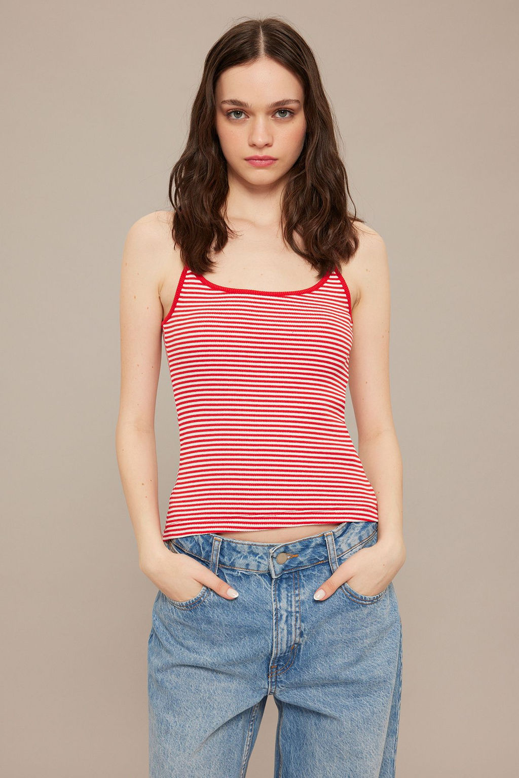 TRENDYOLMILLA Siyah Cizgili-Duz Antrasit 2li Paket Ask?l? Fitted Esnek Fitilli Orme Atlet TWOSS25AL00027 фото 16