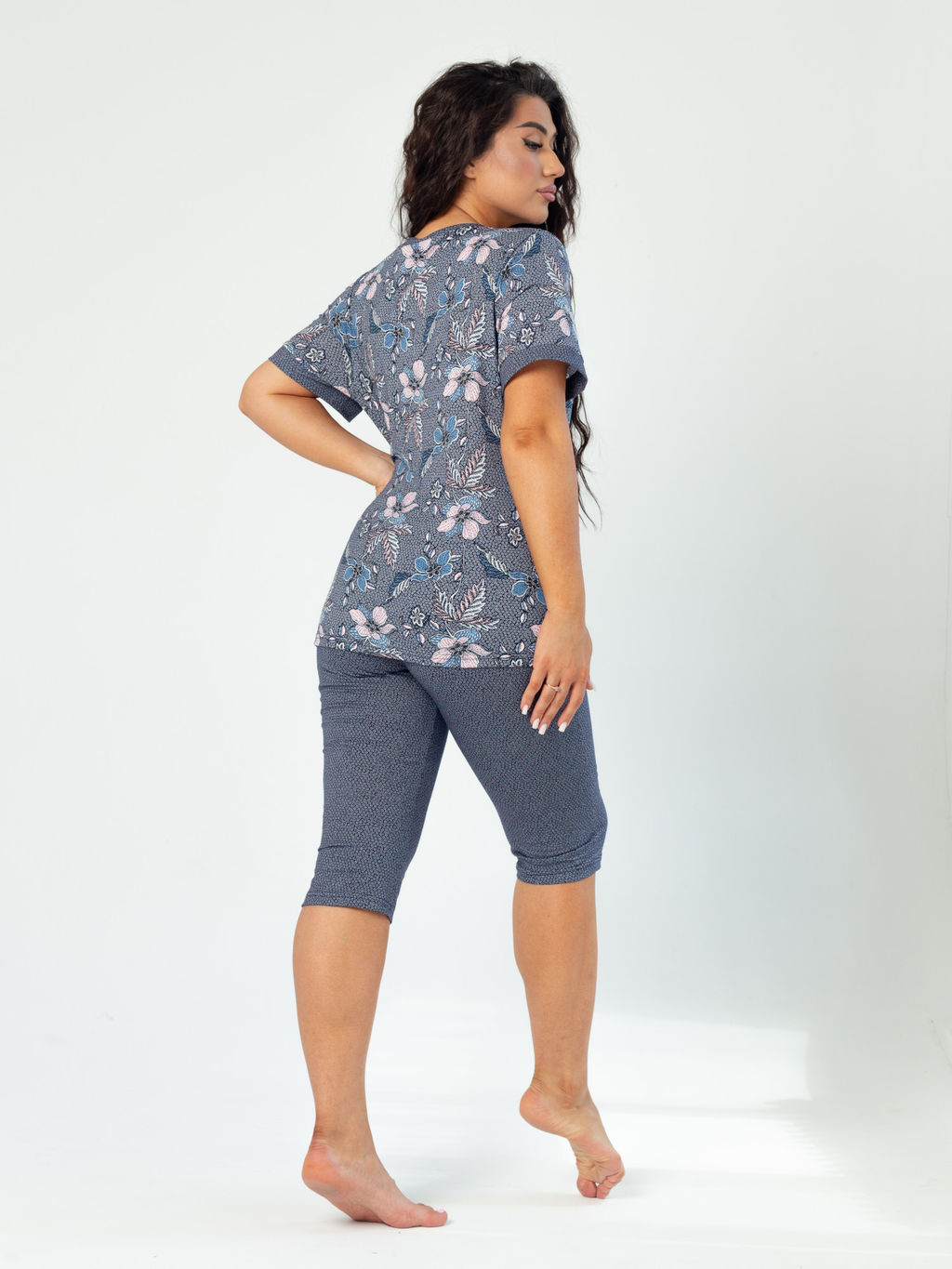 Костюм женский кулирка с бриджами БАРЫНЯ ГОЛУБОЙ - Domtrik фото 6