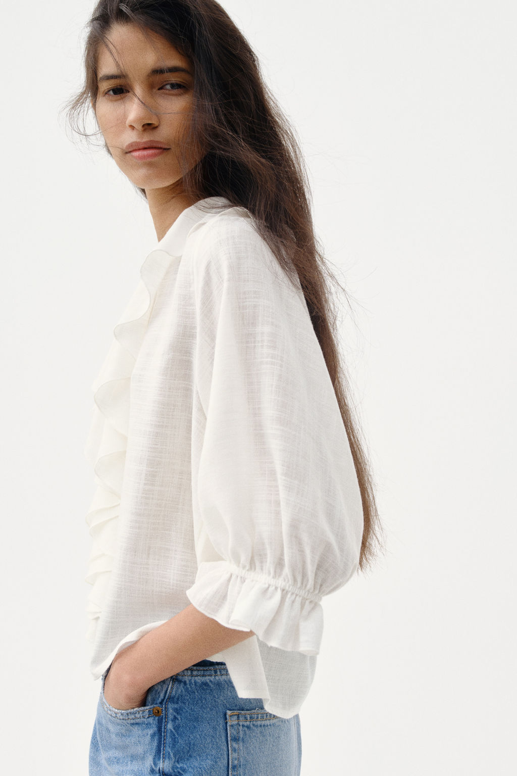 Blusa de volantes en mezcla de algod?n - H&m фото 2