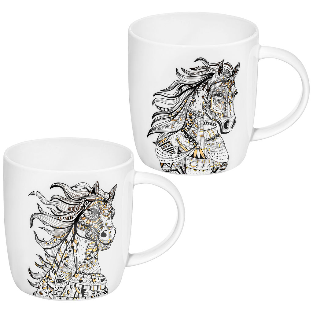 Набор кружек 2 пр. 380 мл 12,5*9*9,3 см "Лошади" фарфор NEW BONE CHINA