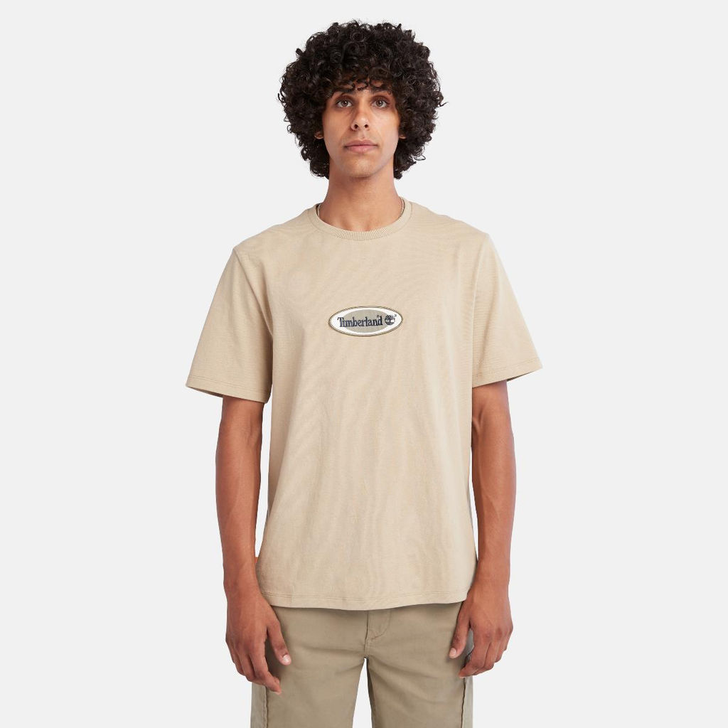 Футболка Timberland T-Shirt Oval Logo Authentic Fit бежевая  фото 4