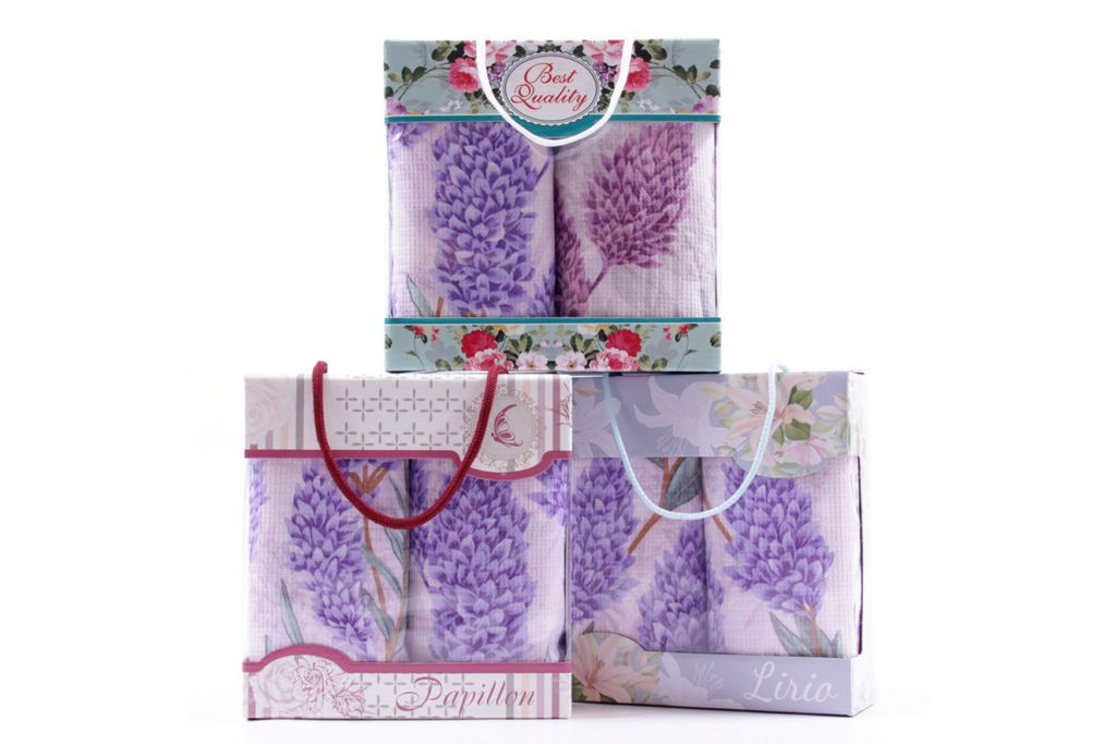 Набор вафельных полотенец в коробке (2 шт.) в ассортименте Тейково 29321-2