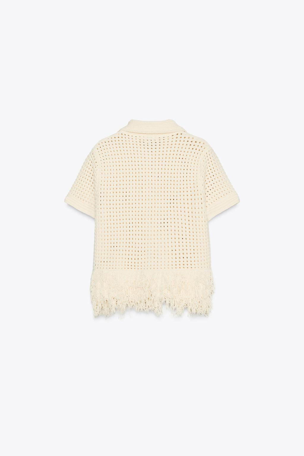 FRINGED CHECK KNIT JACKET - Zara фото 6