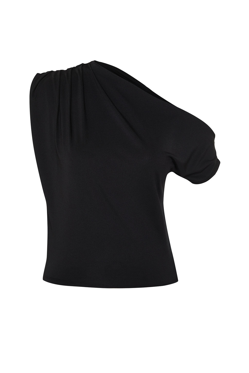 Siyah Regular/Normal Kal?p Asimetrik Yaka S?f?r Kol C?tc?tl? Esnek Orme Bluz TWOSS24BZ00396
