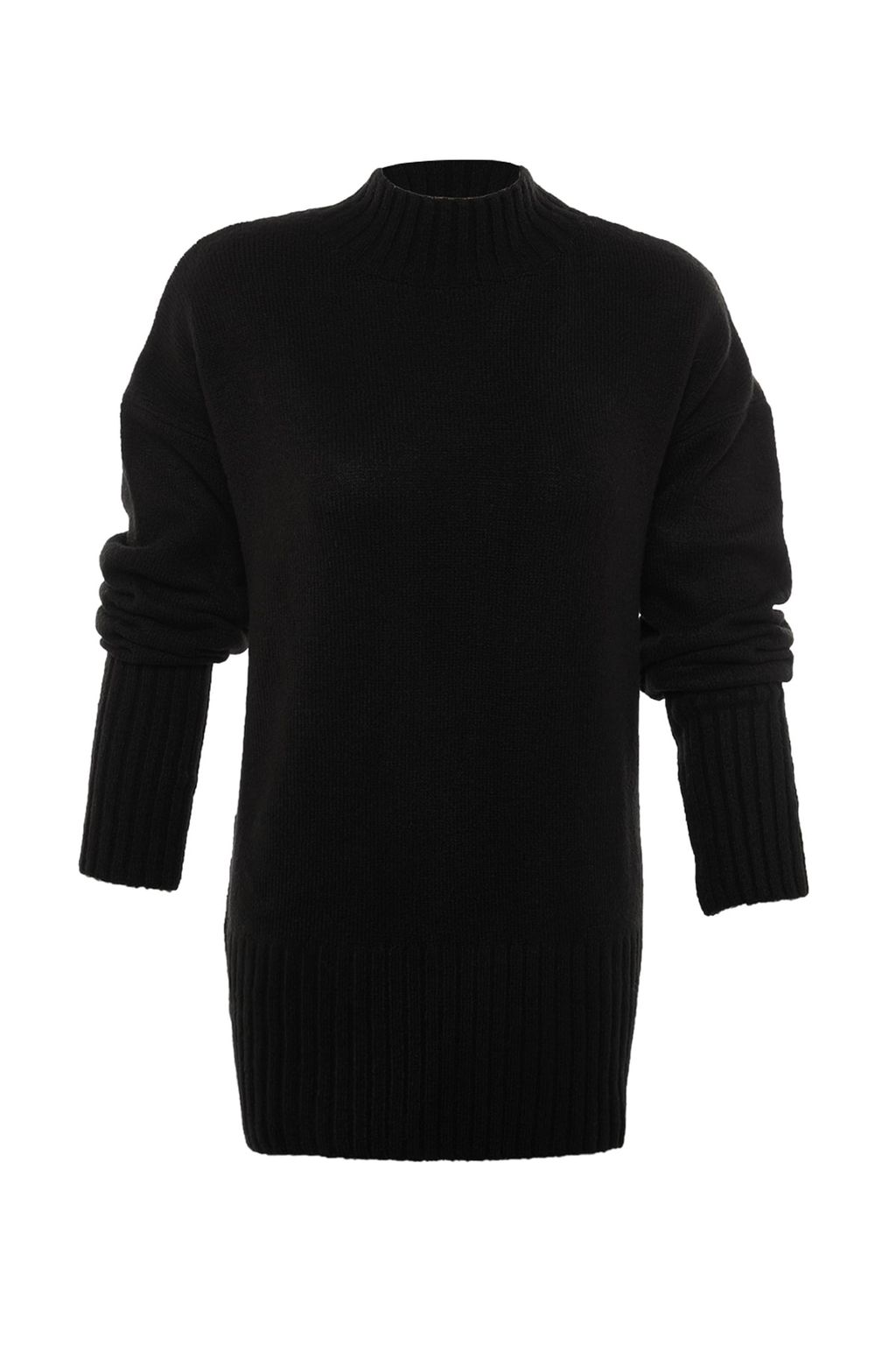 Siyah Genis Kal?p Yumusak Dokulu Basic Triko Kazak TWOAW23KZ00490