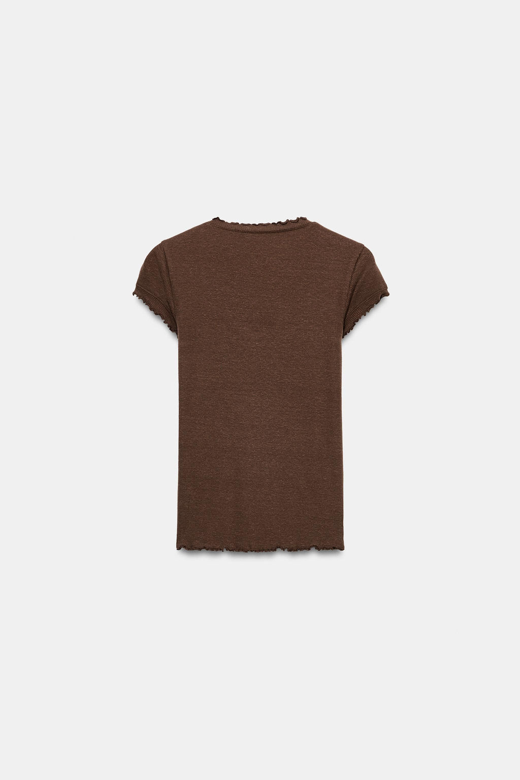CAMISETA MANGA CORTA CON LINO / Marr?n - Zara фото 5