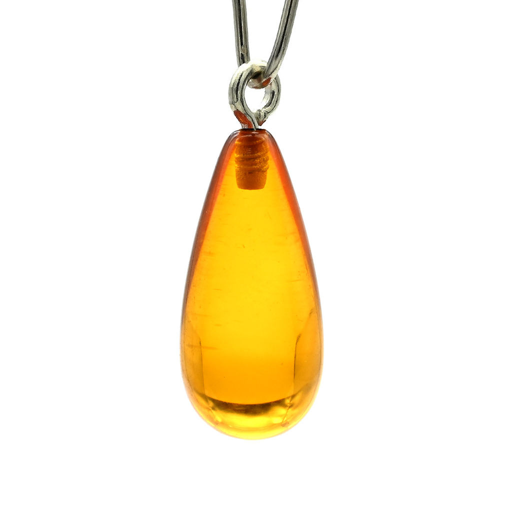 Кулон Капля из янтаря 8*19мм цвет светло-коньячный