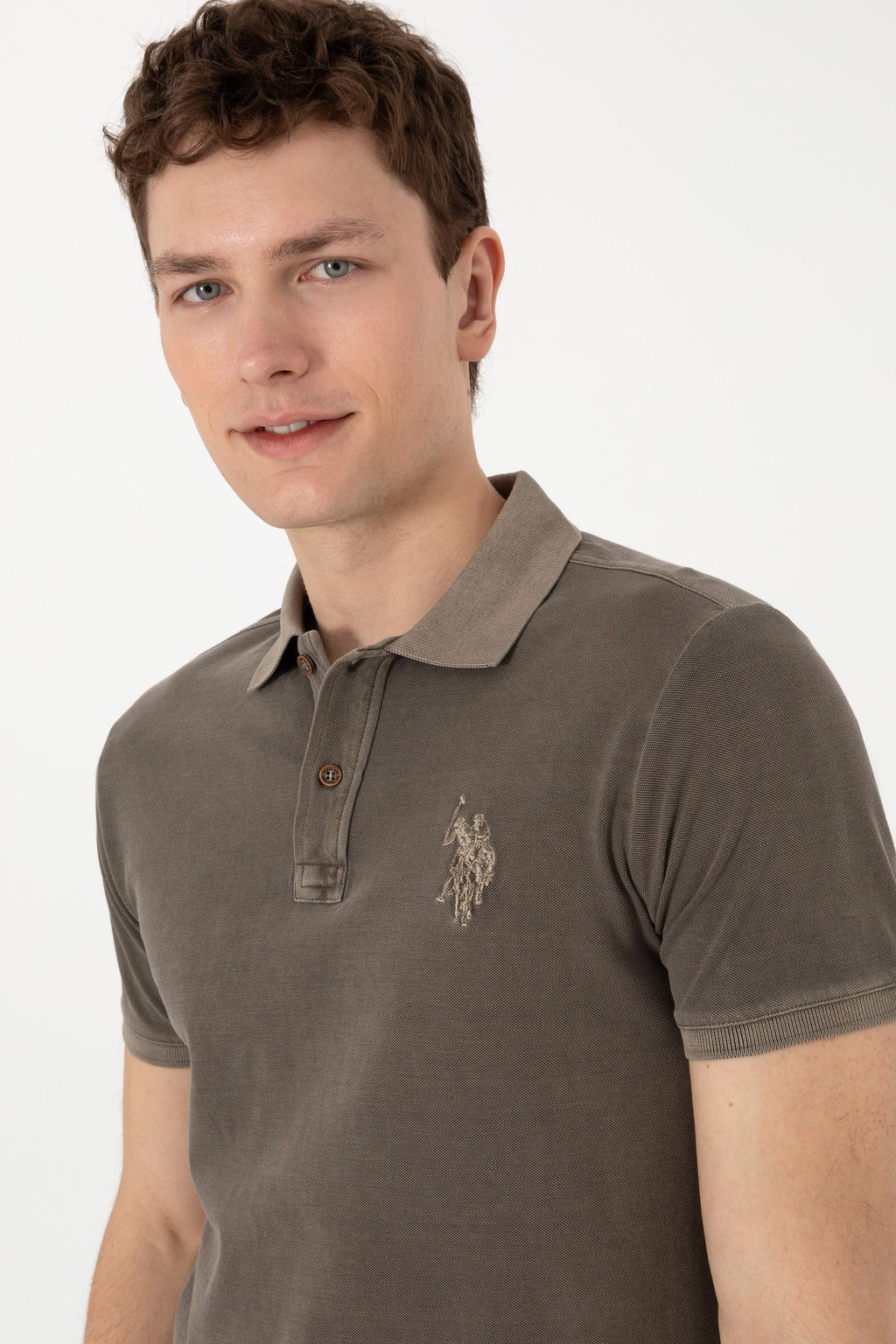 Футболка-поло U.S. Polo Assn Slim Fit Basic визон из хлопка