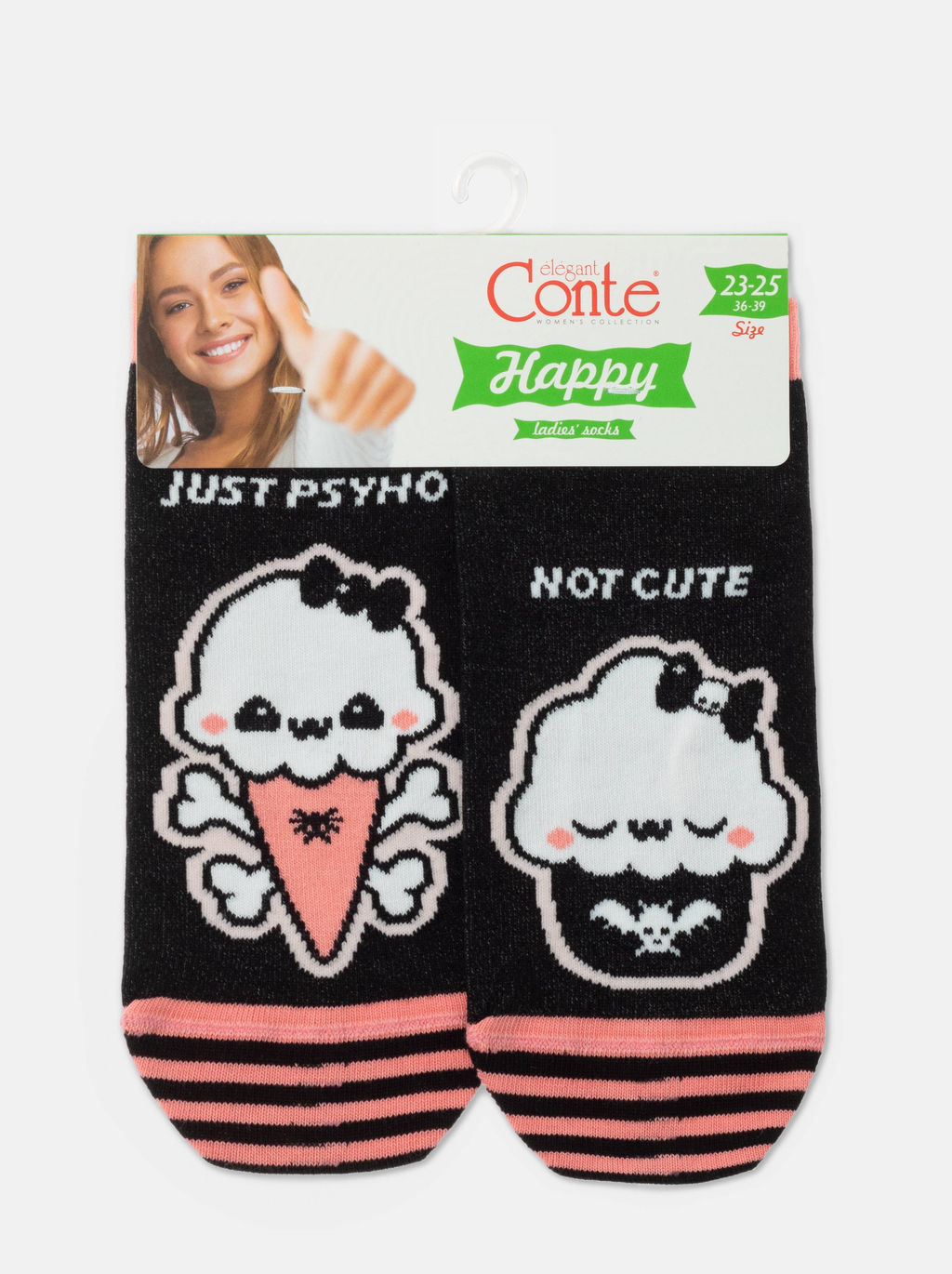 Цена за 2 пары. Носки Классические CONTE Носки женские HAPPY черный - Conte elegant фото 6