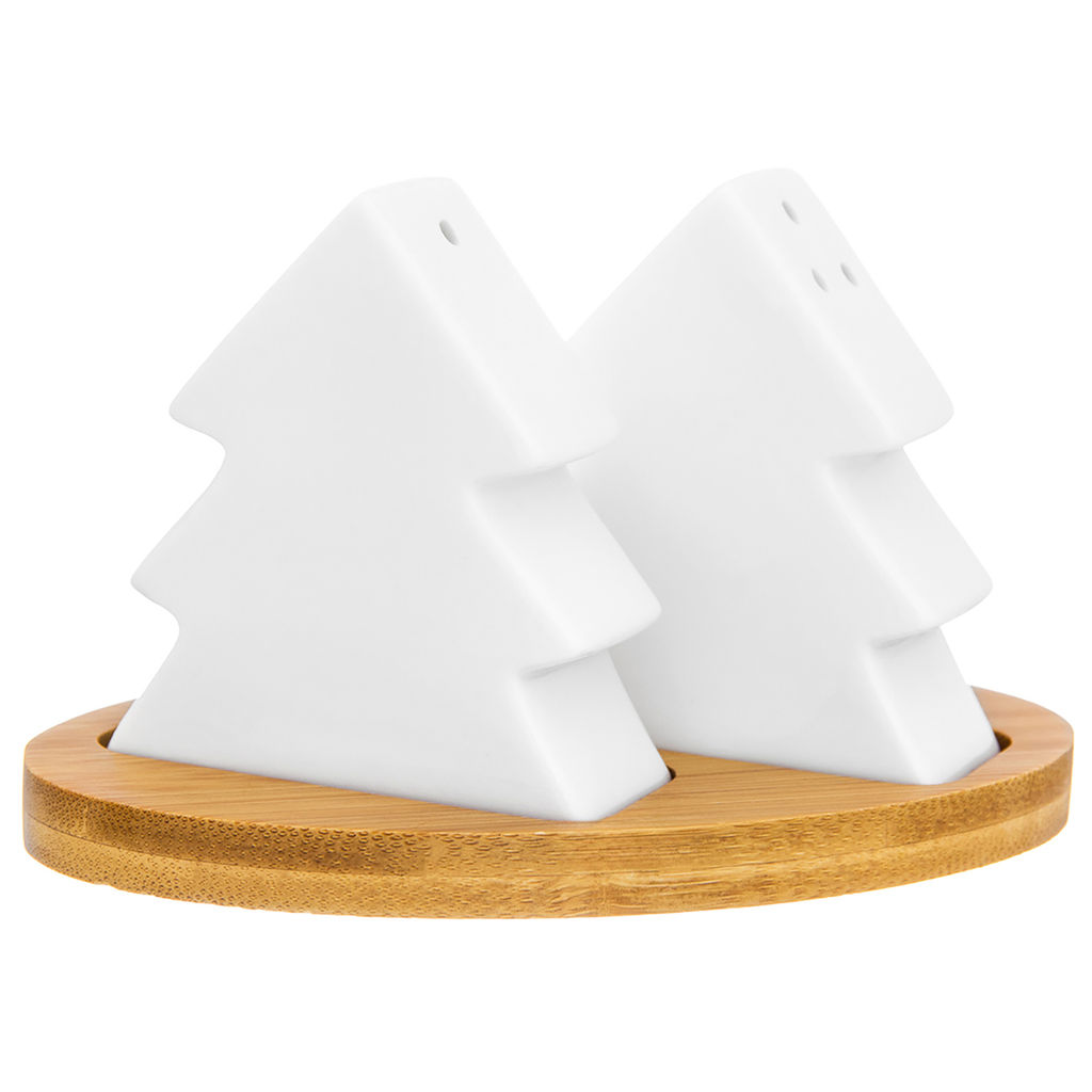 Набор д/специй 2 пр. 50 мл 13*8*8 см "Елочки" на дер. подставке