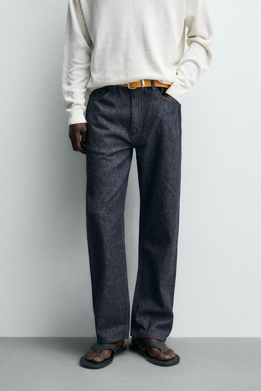 JEANS STRAIGHT FIT ALGOD?N - C??AMO / Azul - Zara фото 2