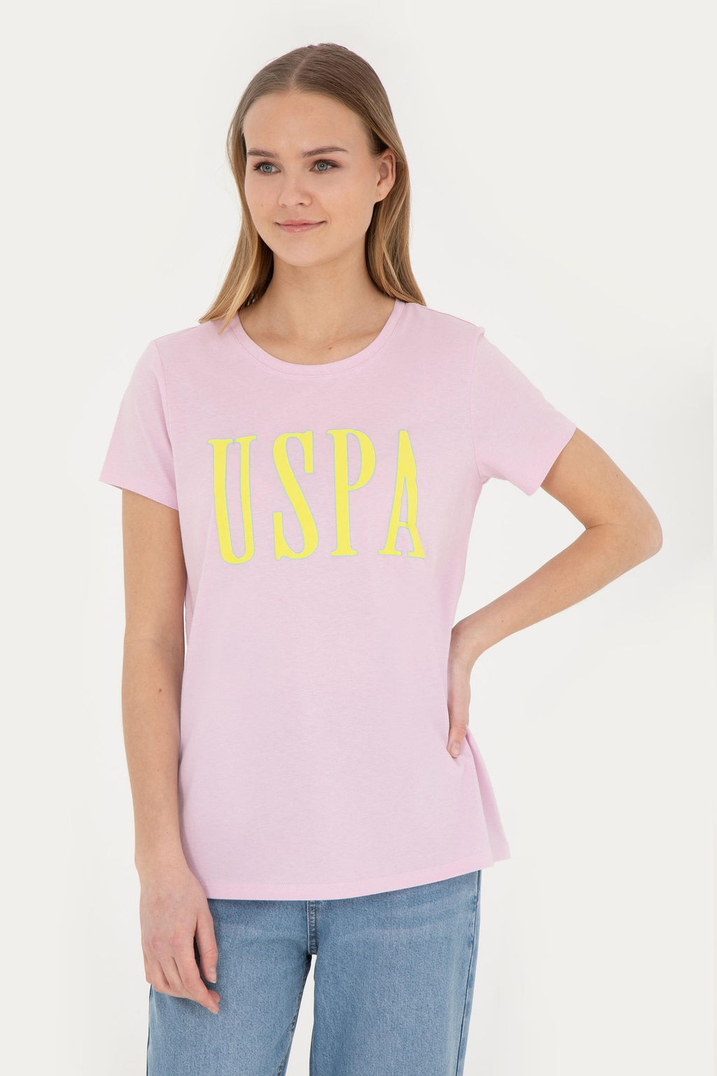 Женская розовая футболка с круглым вырезом - U.s. polo assn фото 9