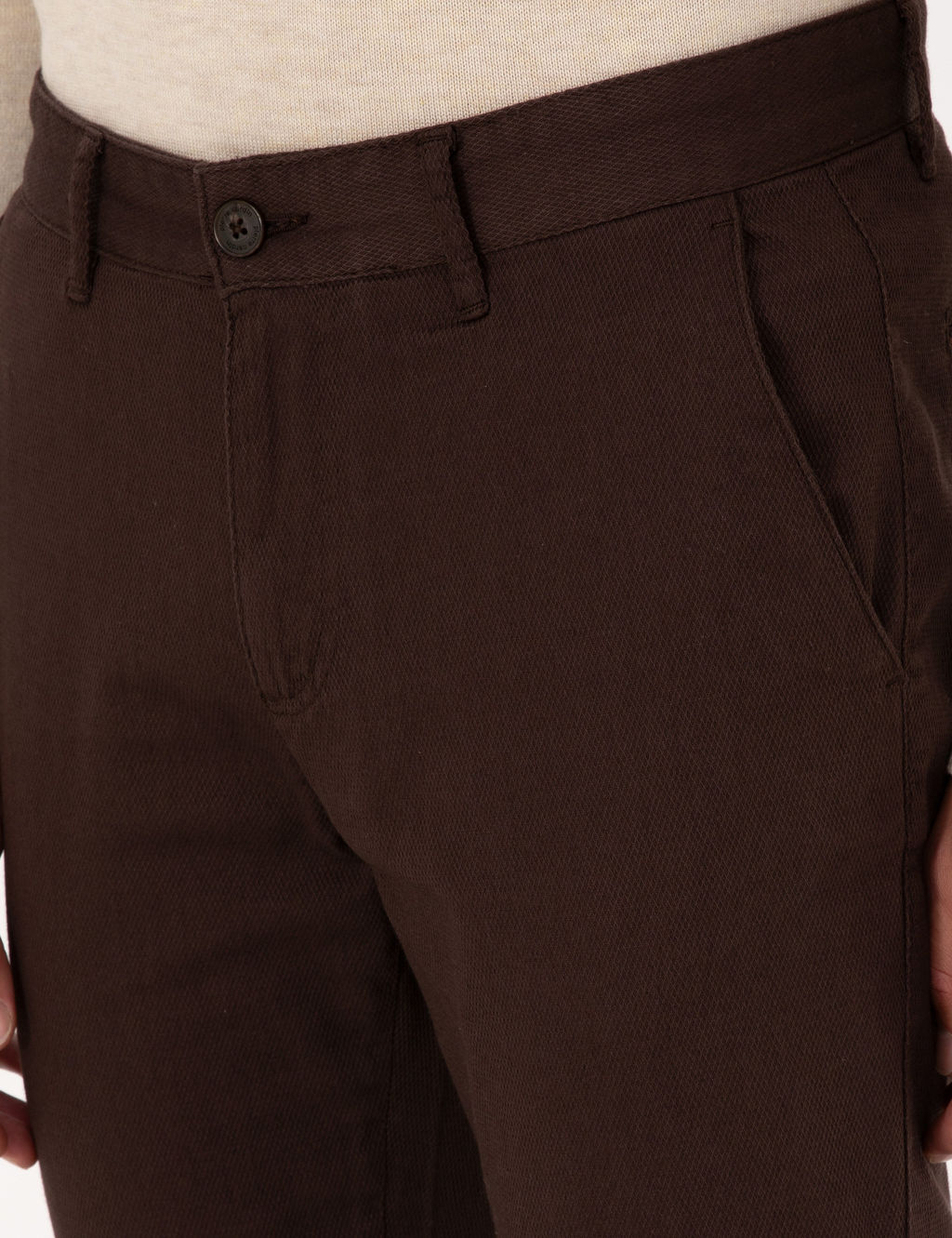 Koyu Kahverengi Slim Fit Kanvas Pantolon