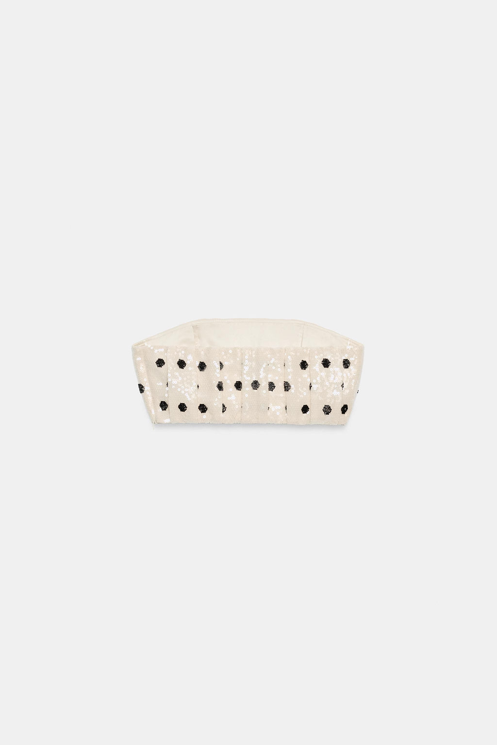 TOP BANDEAU LENTEJUELAS LUNARES / Blanco / Negro - Zara фото 5