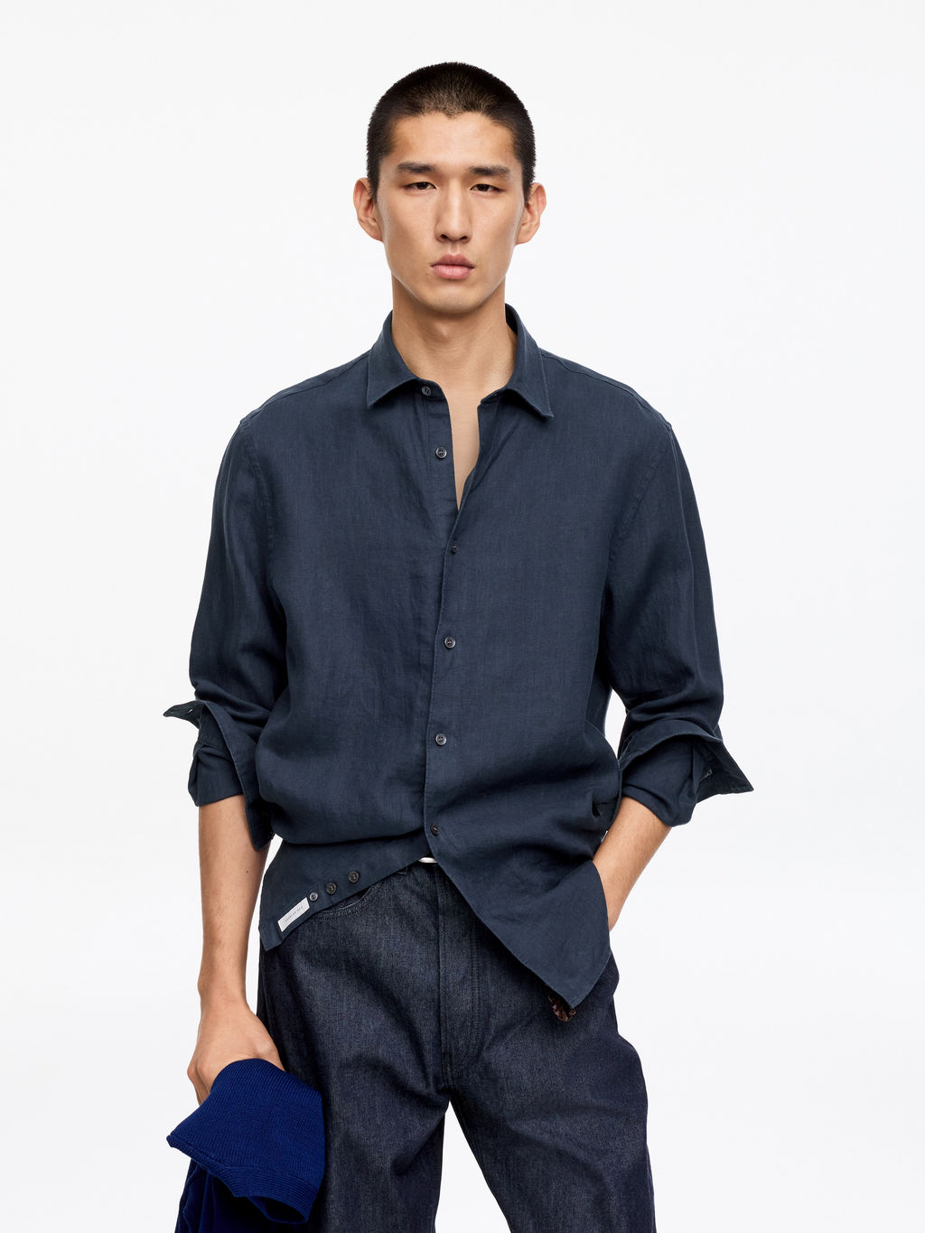 Camisa de lino de corte regular