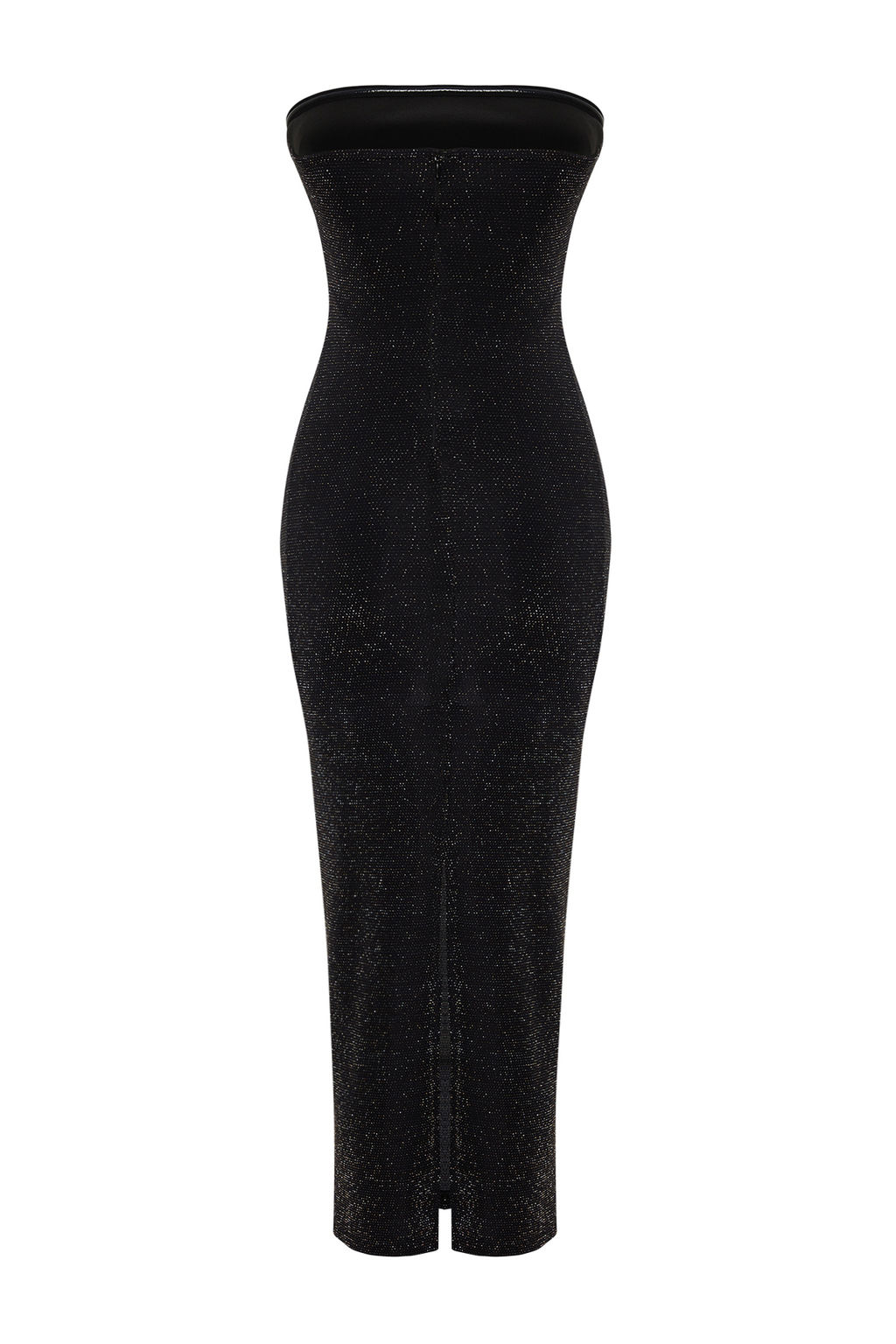 TRENDYOLMILLA Siyah Vucuda Oturan Astarl? Par?lt?l? Simli Orme S?k Abiye Elbise TPRSS24EL00111