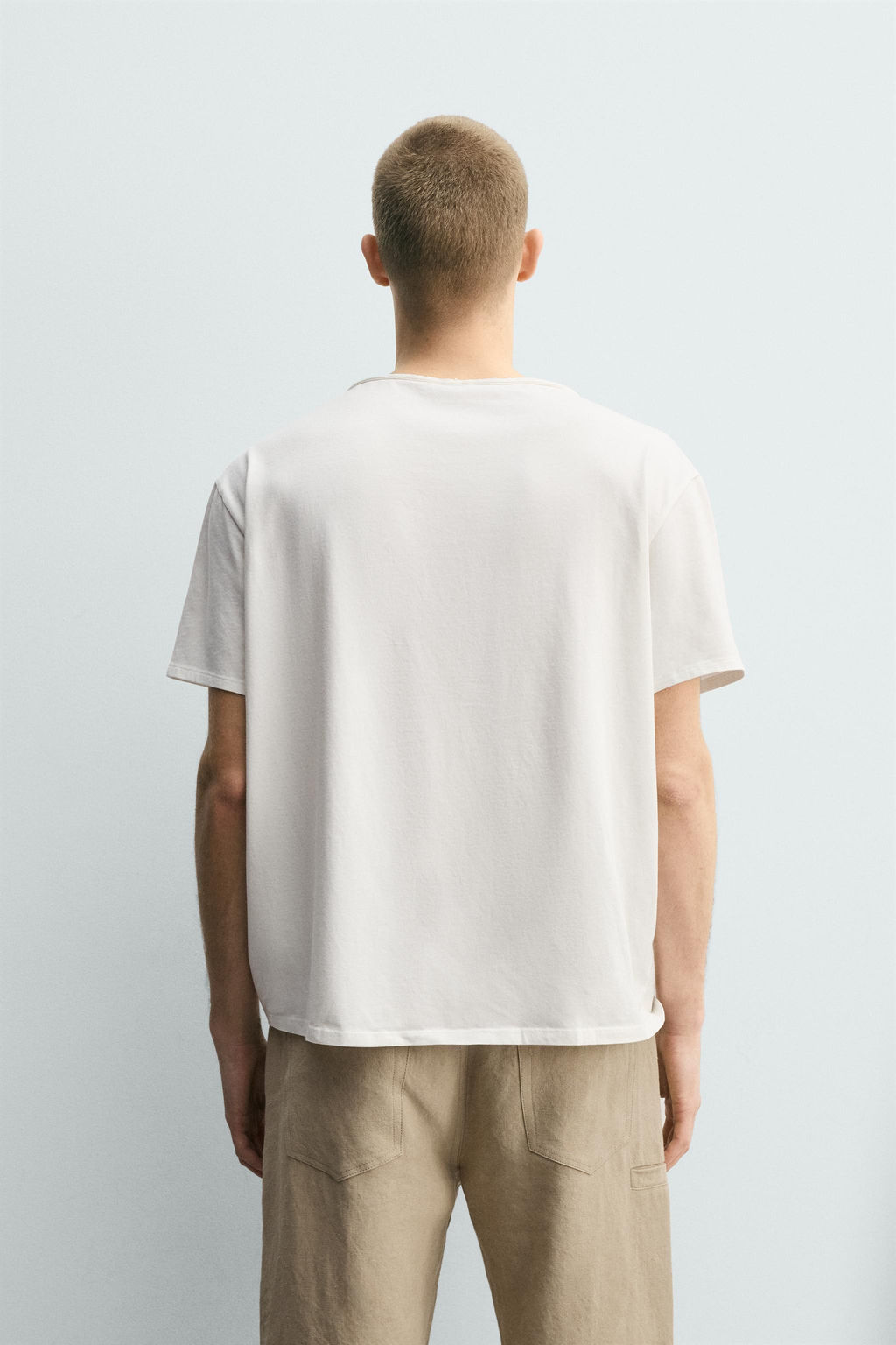 CAMISETA CUELLO PANADERO IRREGULAR / Crudo - Zara фото 3