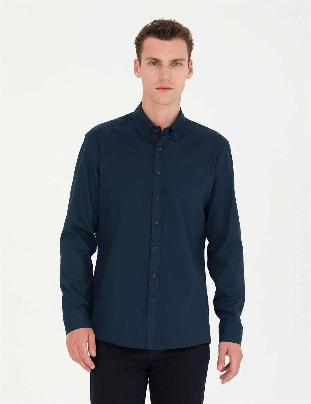 Lacivert Regular Fit Uzun Kollu G_mlek