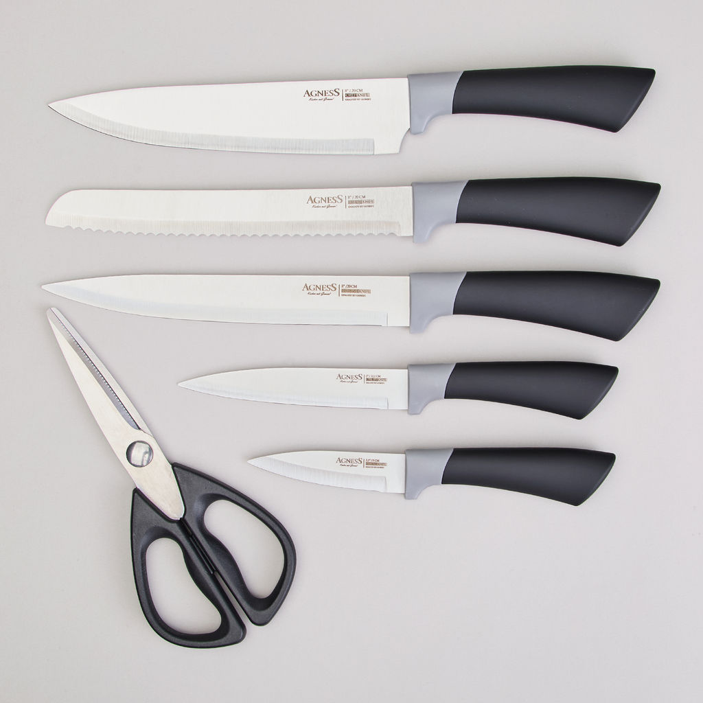 НАБОР НОЖЕЙ AGNESS НА ПЛАСТИКОВОЙ ПОДСТАВКЕ, 7 ПРЕДМЕТОВ  фото 3