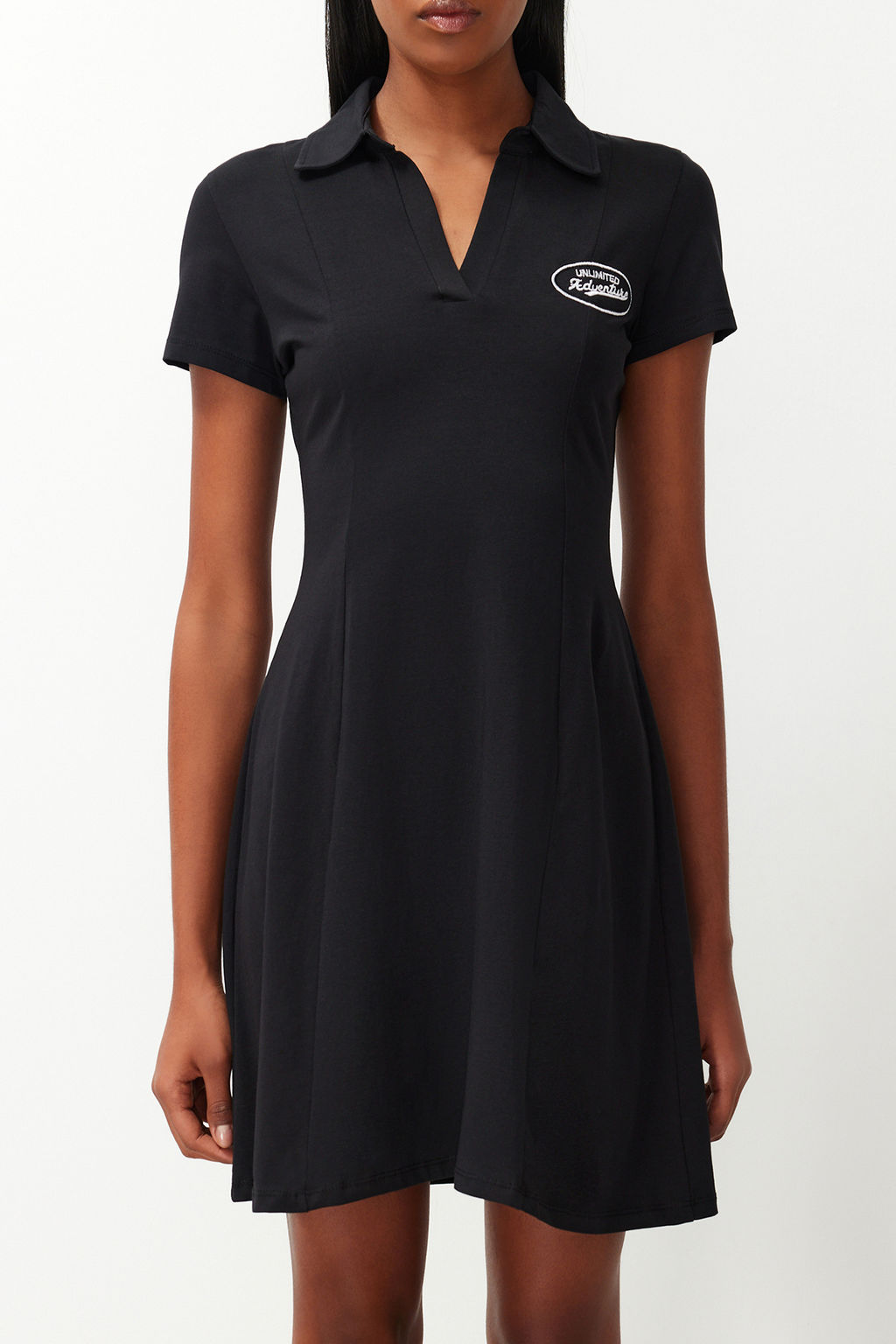 Siyah Skater/Belden Ac?lan Nak?sl? Pamuklu Esnek Orme Mini Elbise TWOSS24EL00819 - Trendyolmilla фото 5