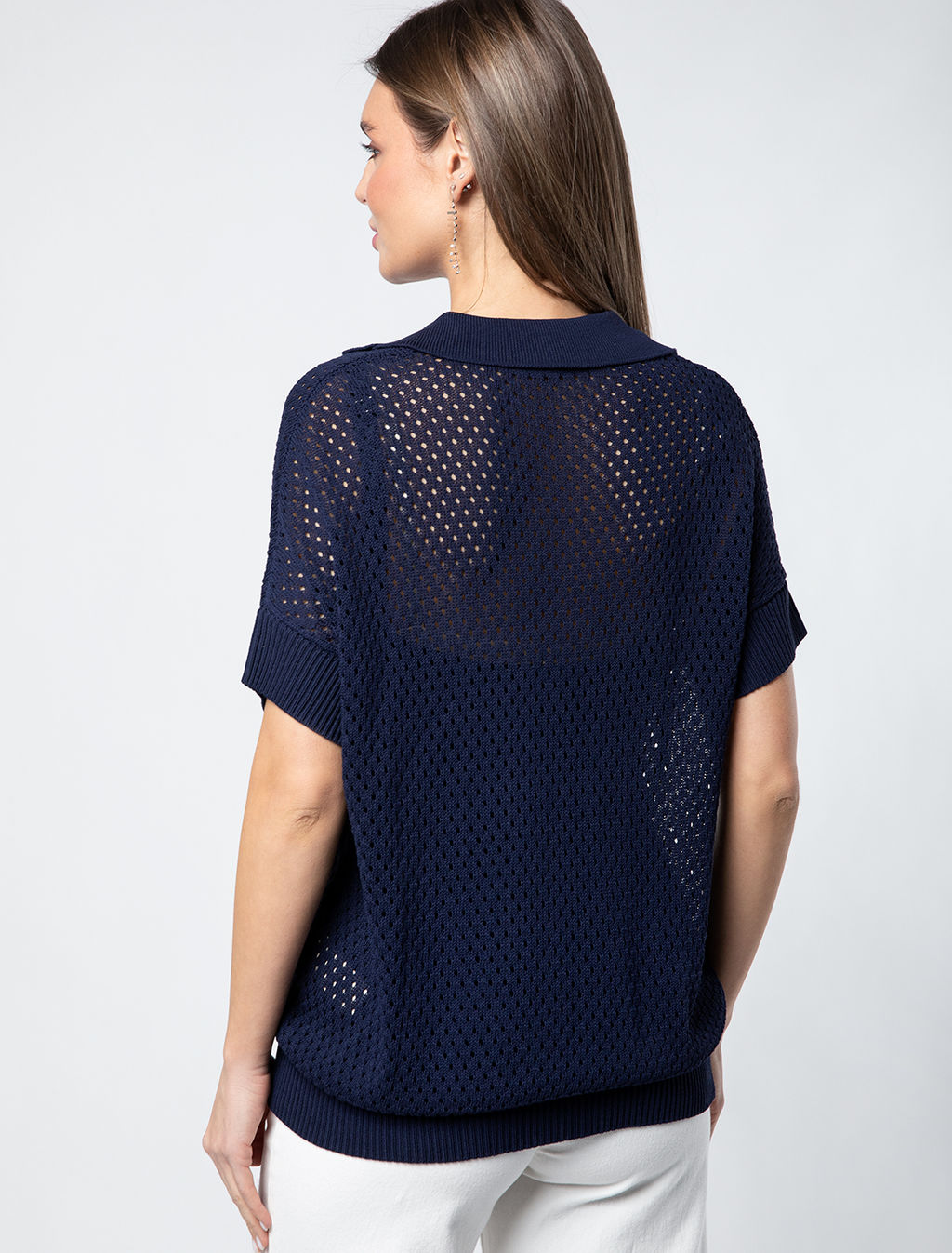 VILATTE / Джемпер-поло из гладкой вискозы с лиоцеллом  фото 6