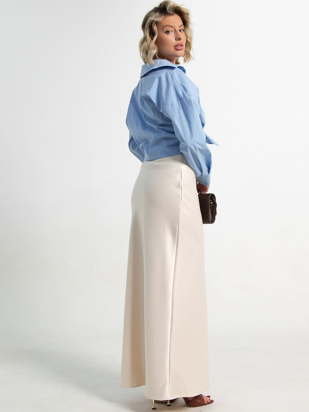 Юбка атласная Эвелин (сливочная) Ю15382-25М - Lt collection фото 4