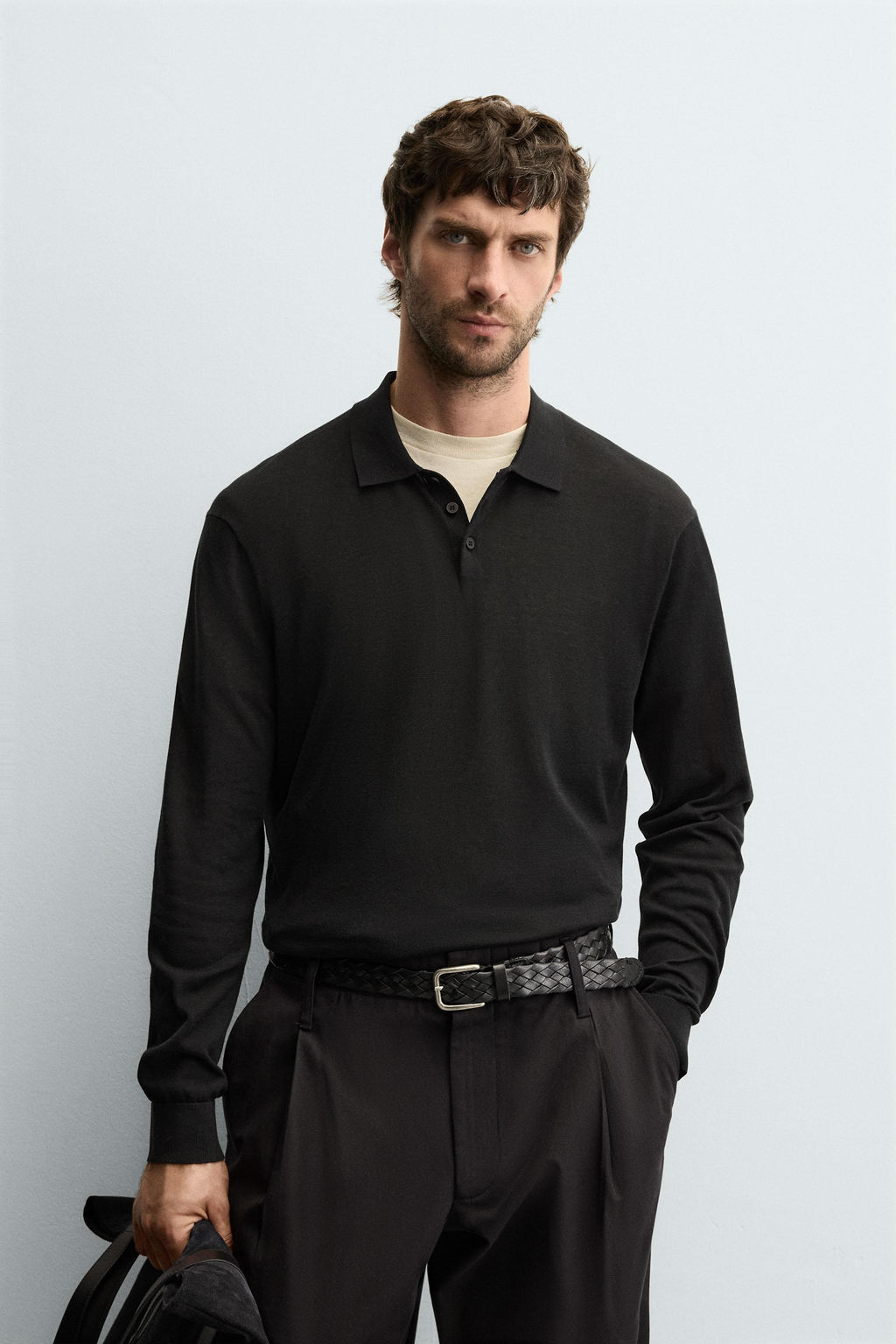 KNIT COTTON-SILK POLO SHIRT - Zara фото 2
