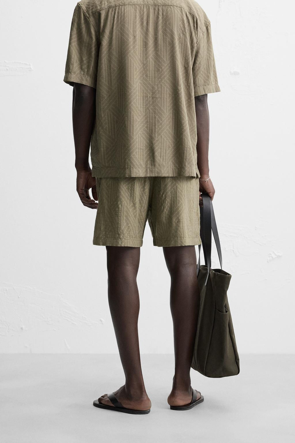 GEOMETRIC PRINT JACQUARD BERMUDA SHORTS - Zara фото 4