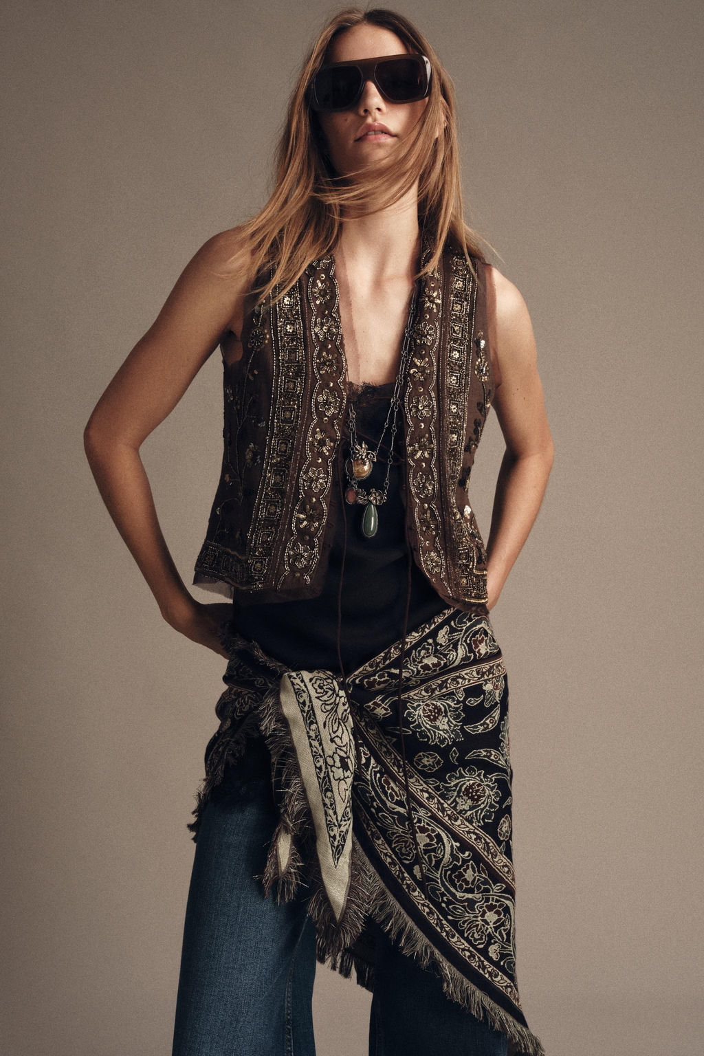 ZW COLLECTION BEADED EMBROIDERED WAISTCOAT - Zara фото 2