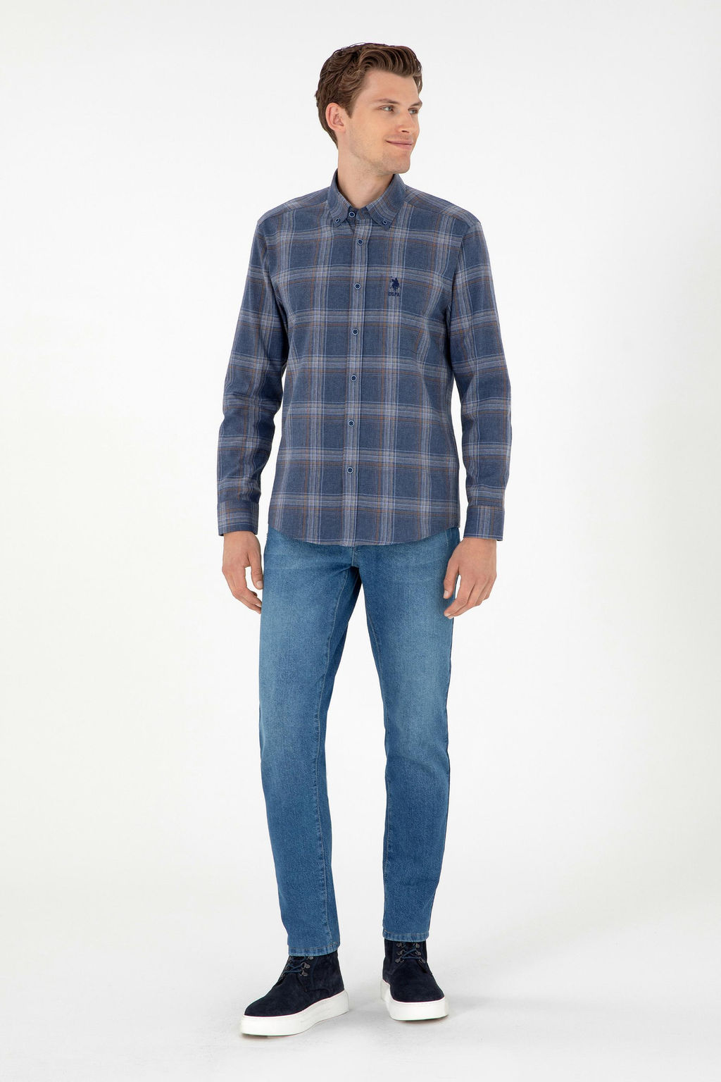 Мужская рубашка с длинным рукавом цвета индиго Неожиданная скидка в корзине - U.s. polo assn фото 4