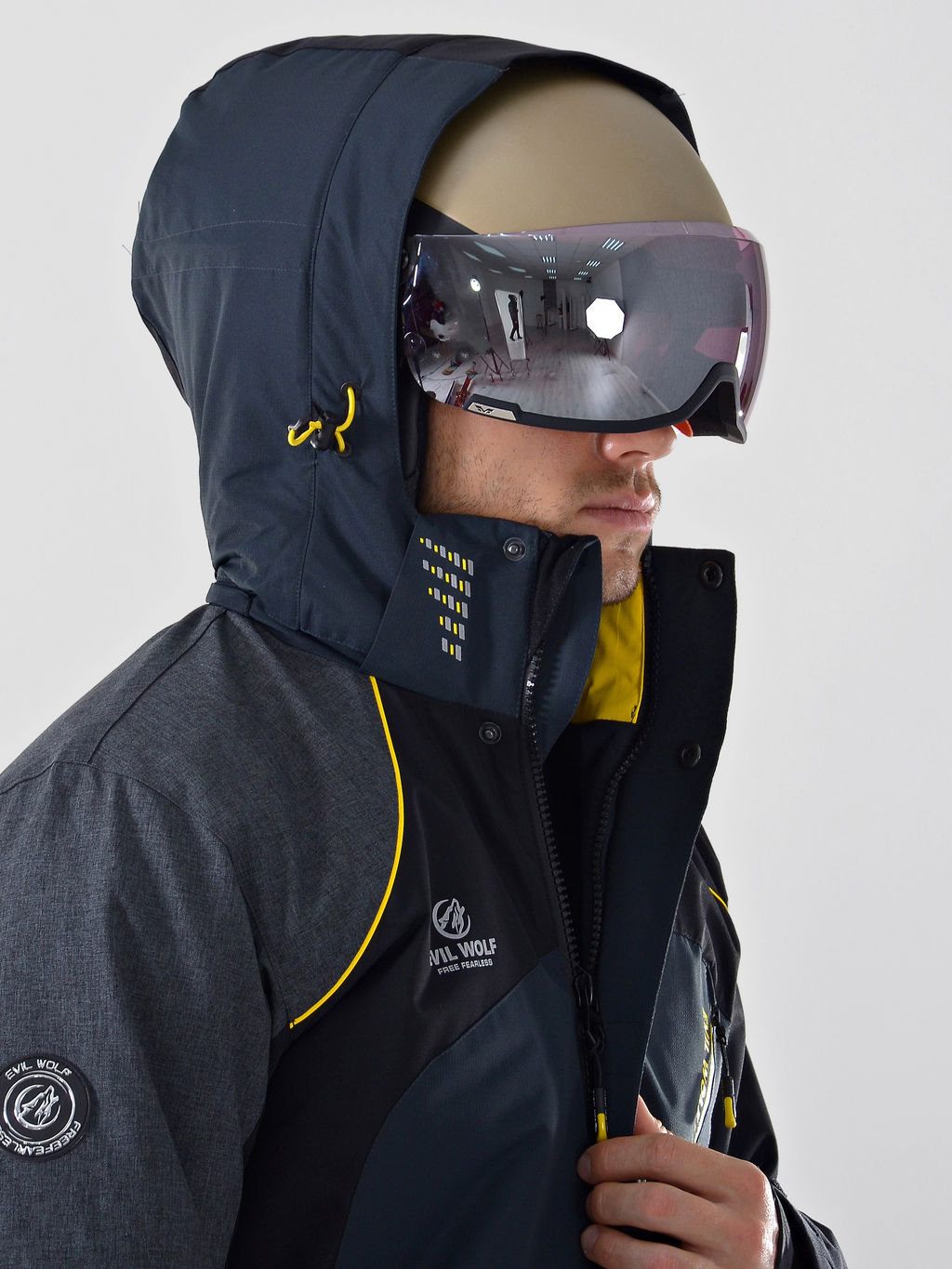 Мужской зимний горнолыжный костюм Evil Wolf 6608_1 Серый / Р 1101_Черный