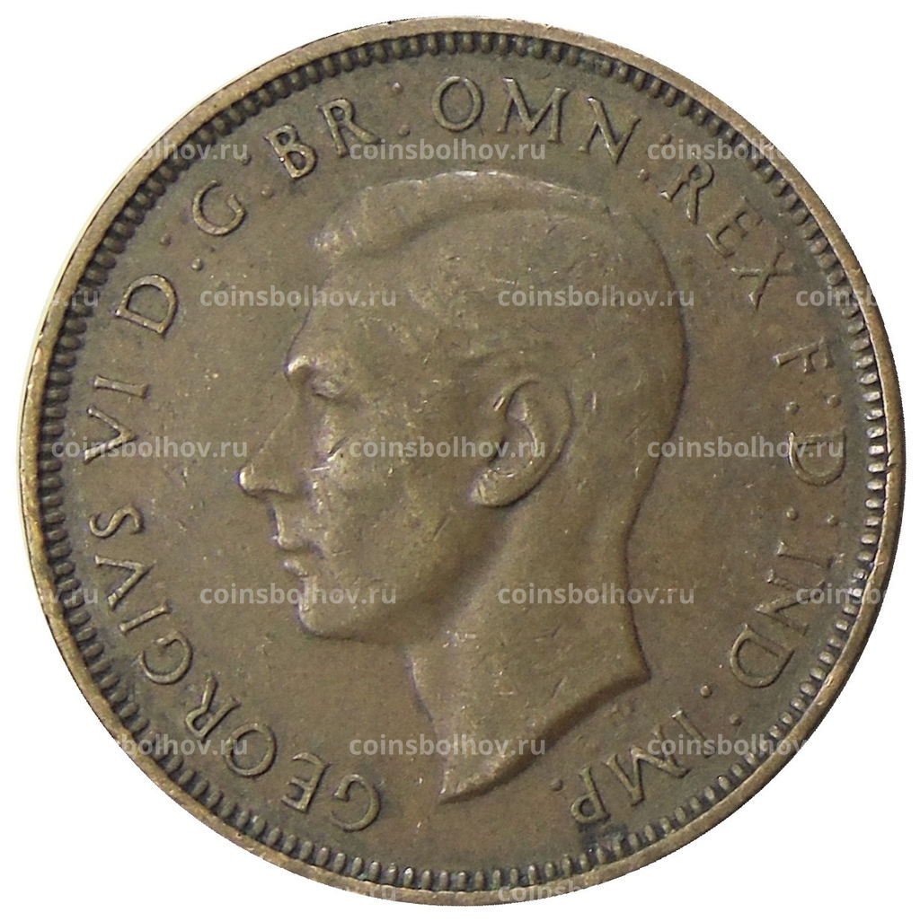 Монета 1/2 пенни 1938 года Австралия